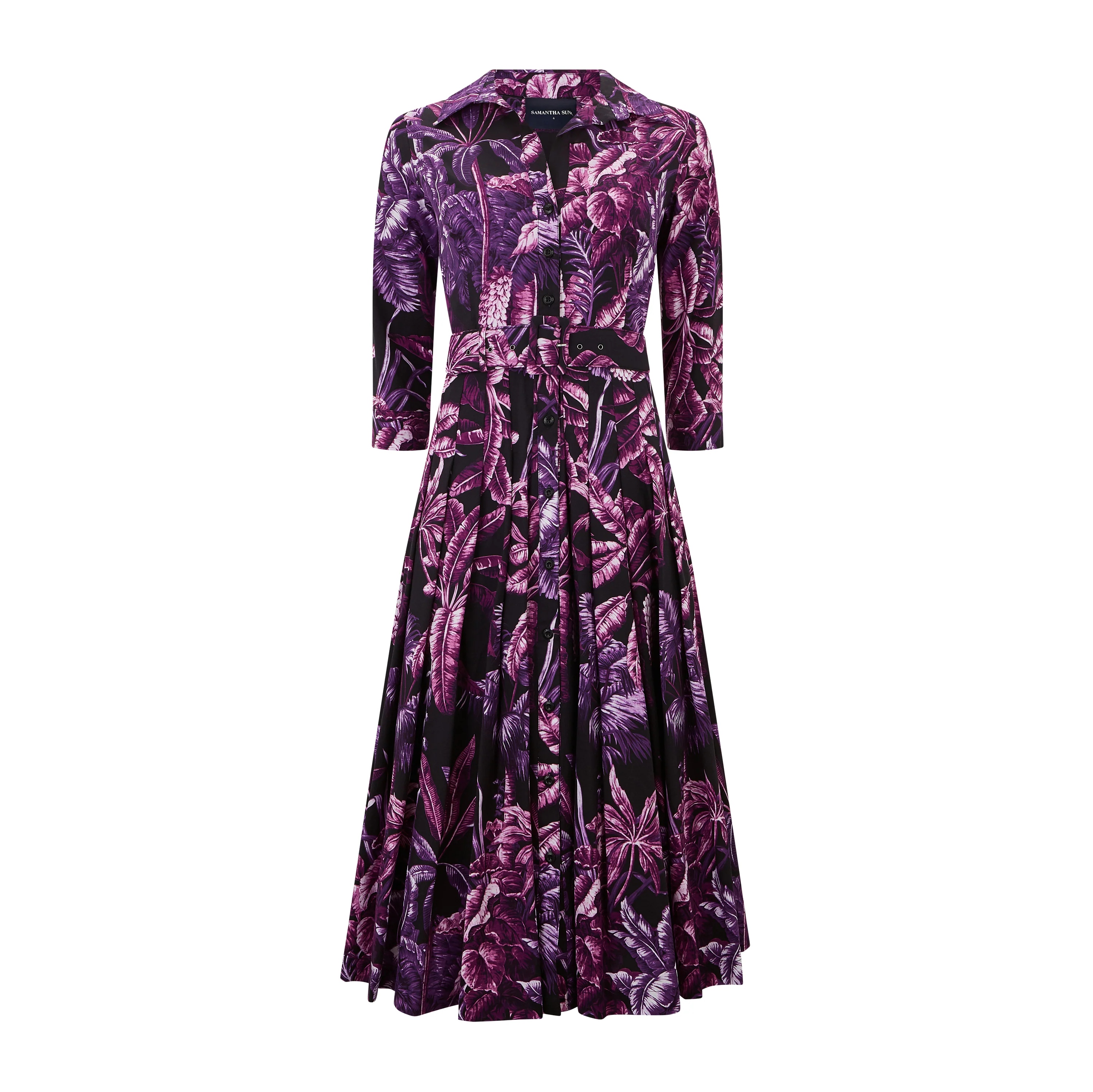 Audrey 4 Vintage Palm Dress Black Lilac