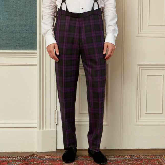 Barney Purple Black Check Evening Trouser - Image 2
