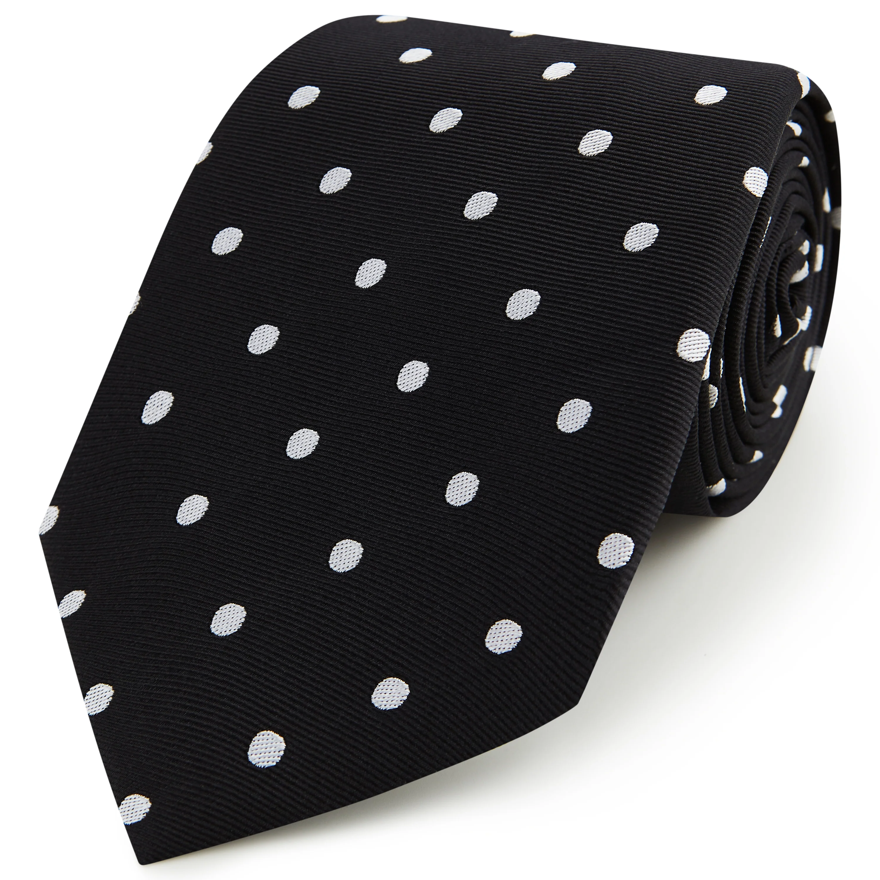 Black White Churchill Spot Woven Silk Tie