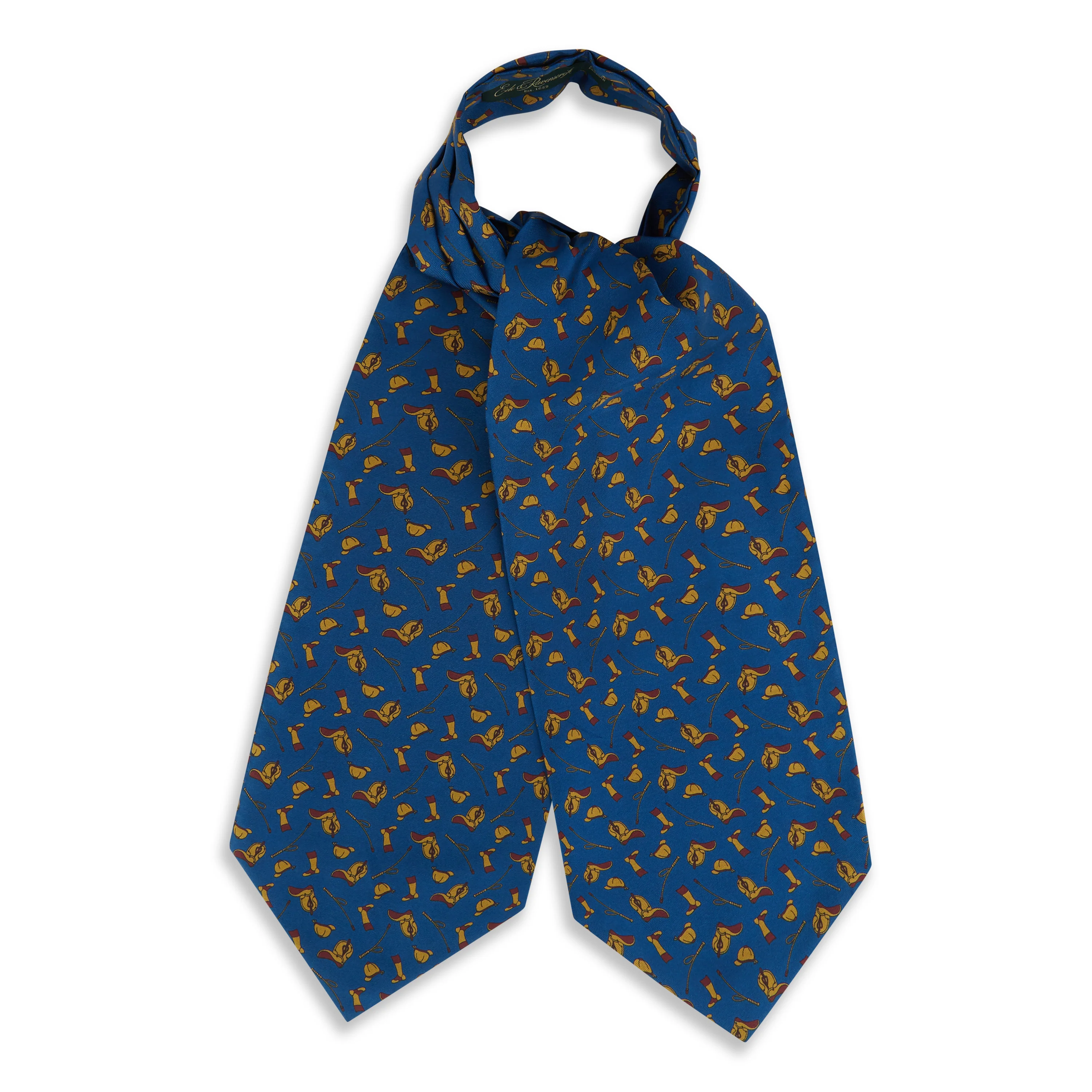 Blue Equestrian Printed Silk Cravat