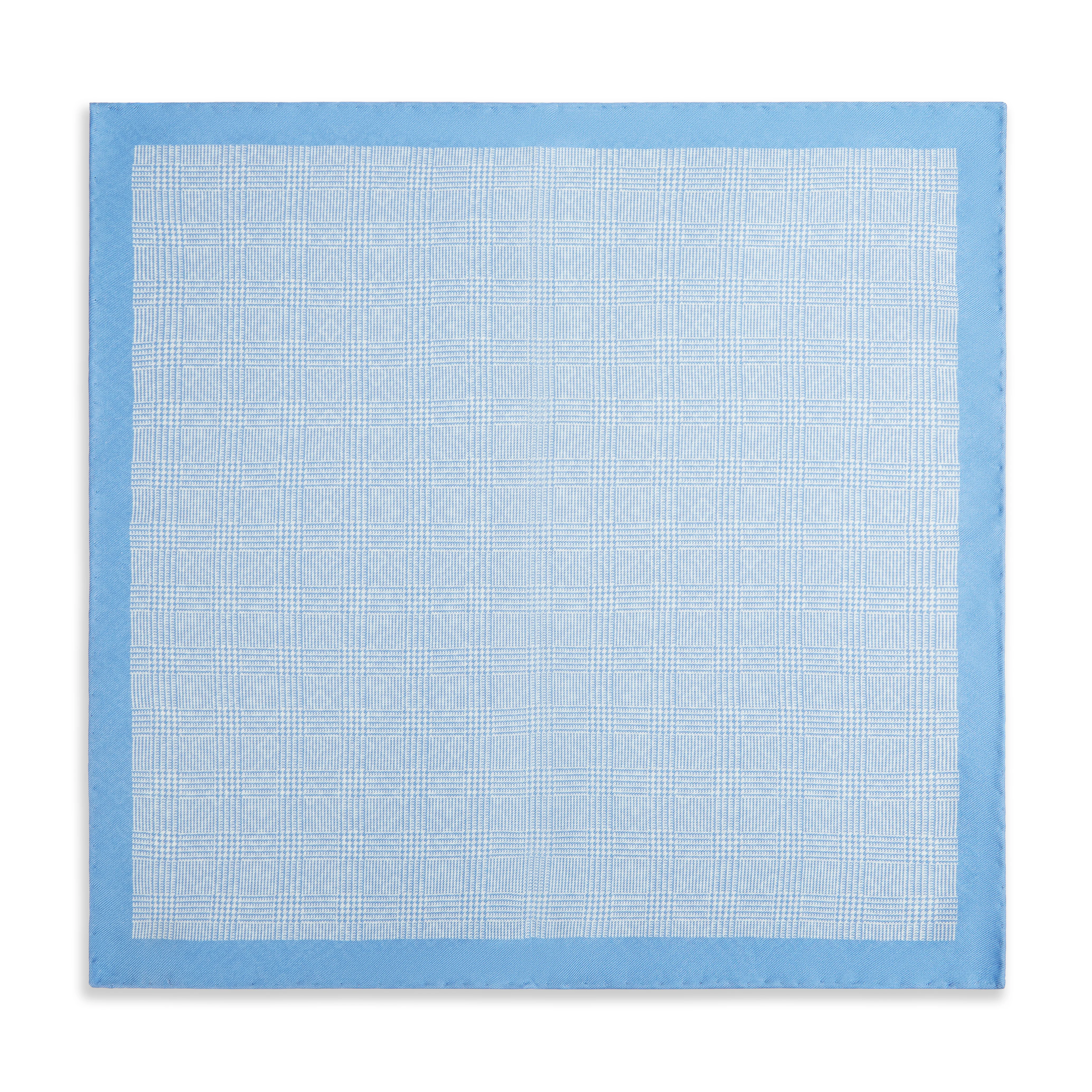 Blue Prince of Wales Geometric Double Faced Silk Pocket Square - Image 2