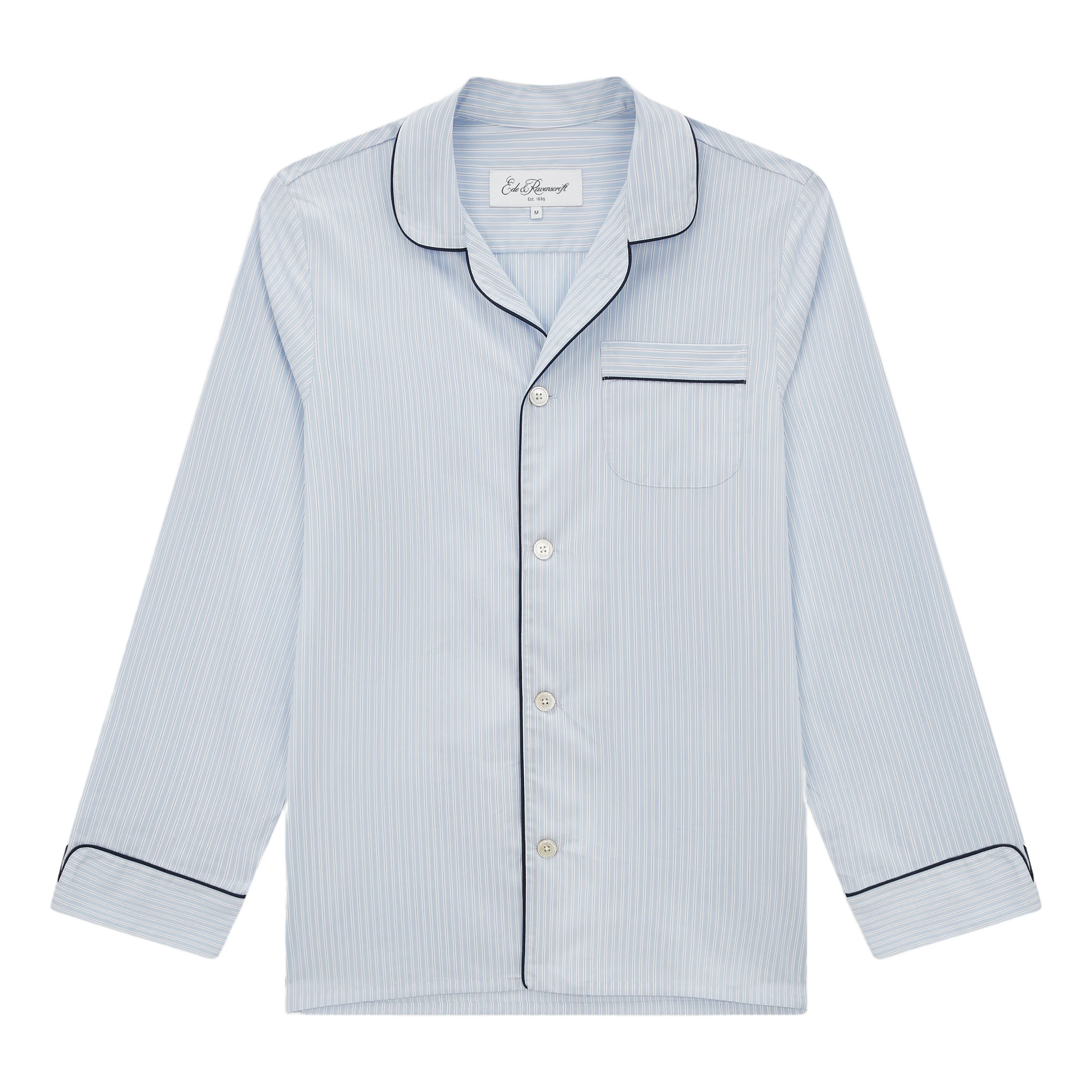 Blue White Poplin Stripe Pyjama Set - Image 2