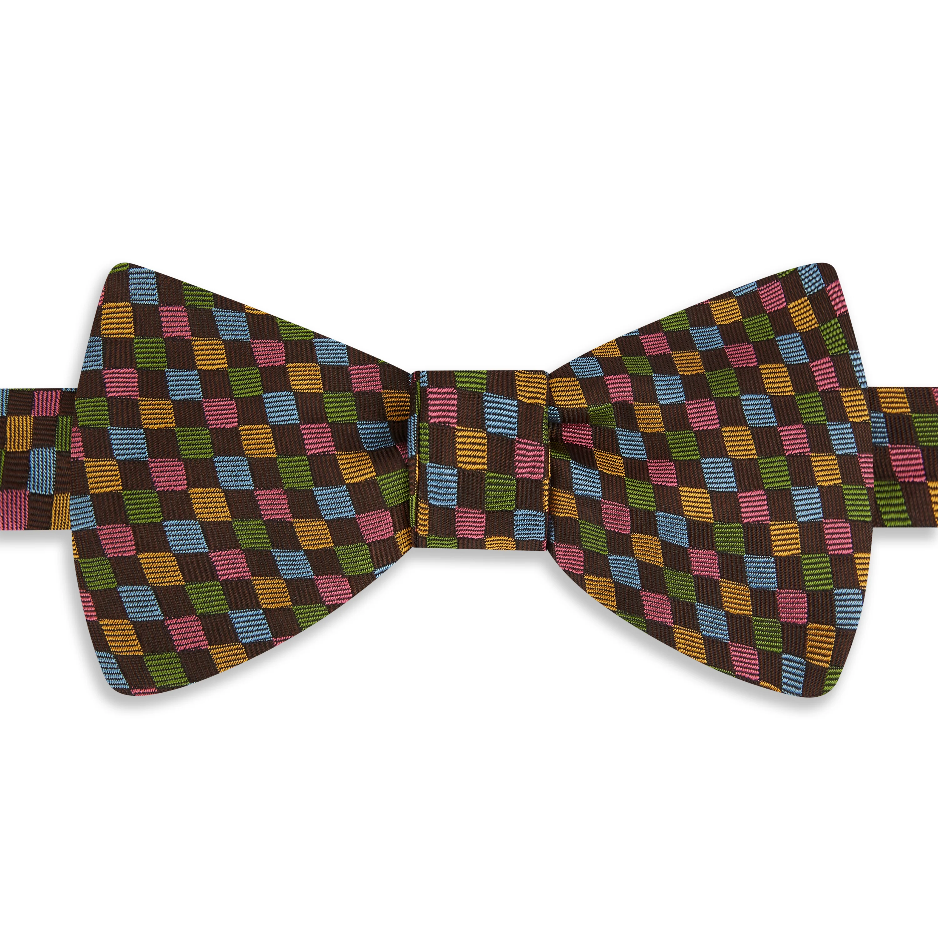 Brown Harlequin Woven Silk Bow Tie