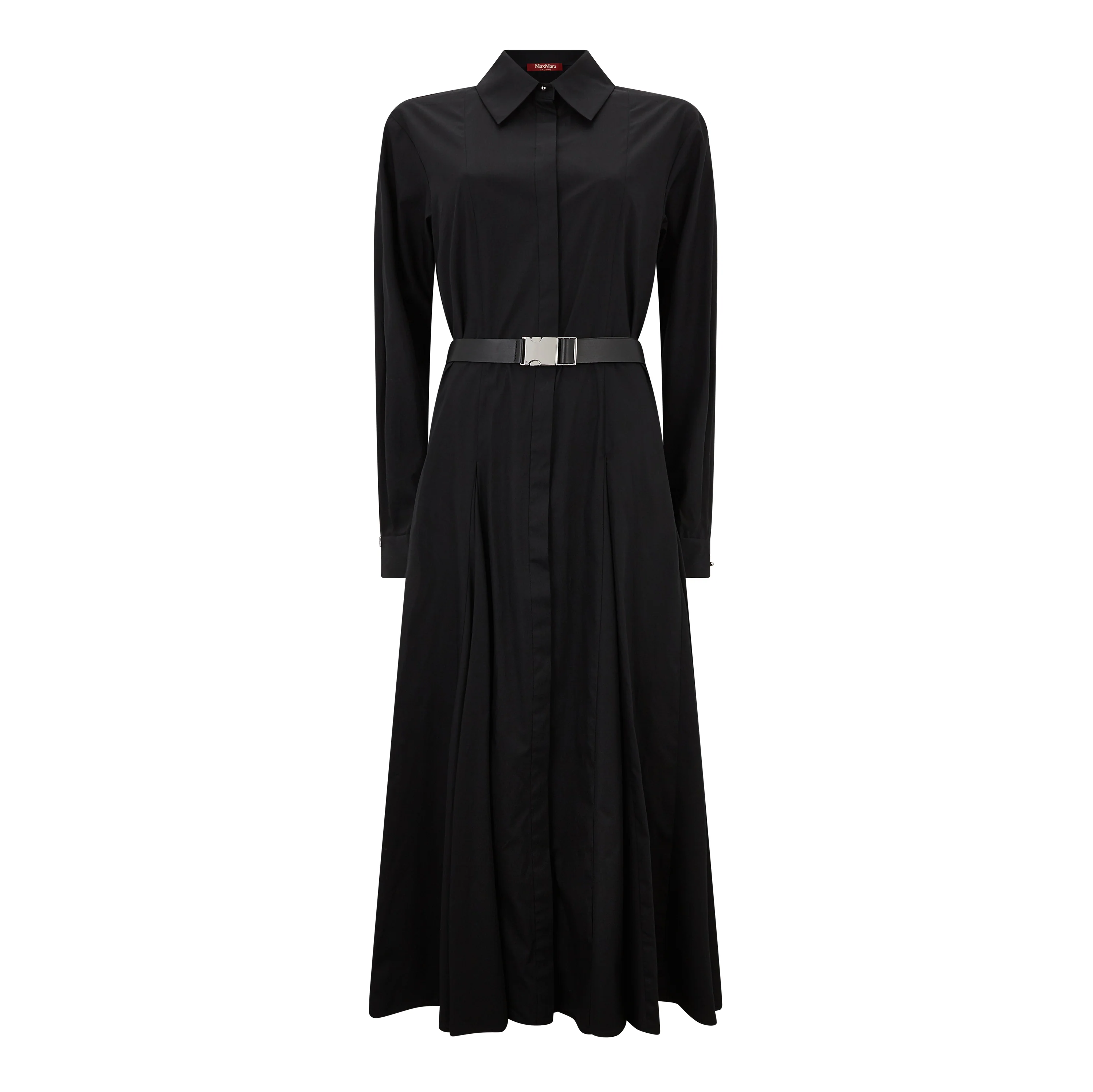 Dancing Black Cotton Popline Belted Dress