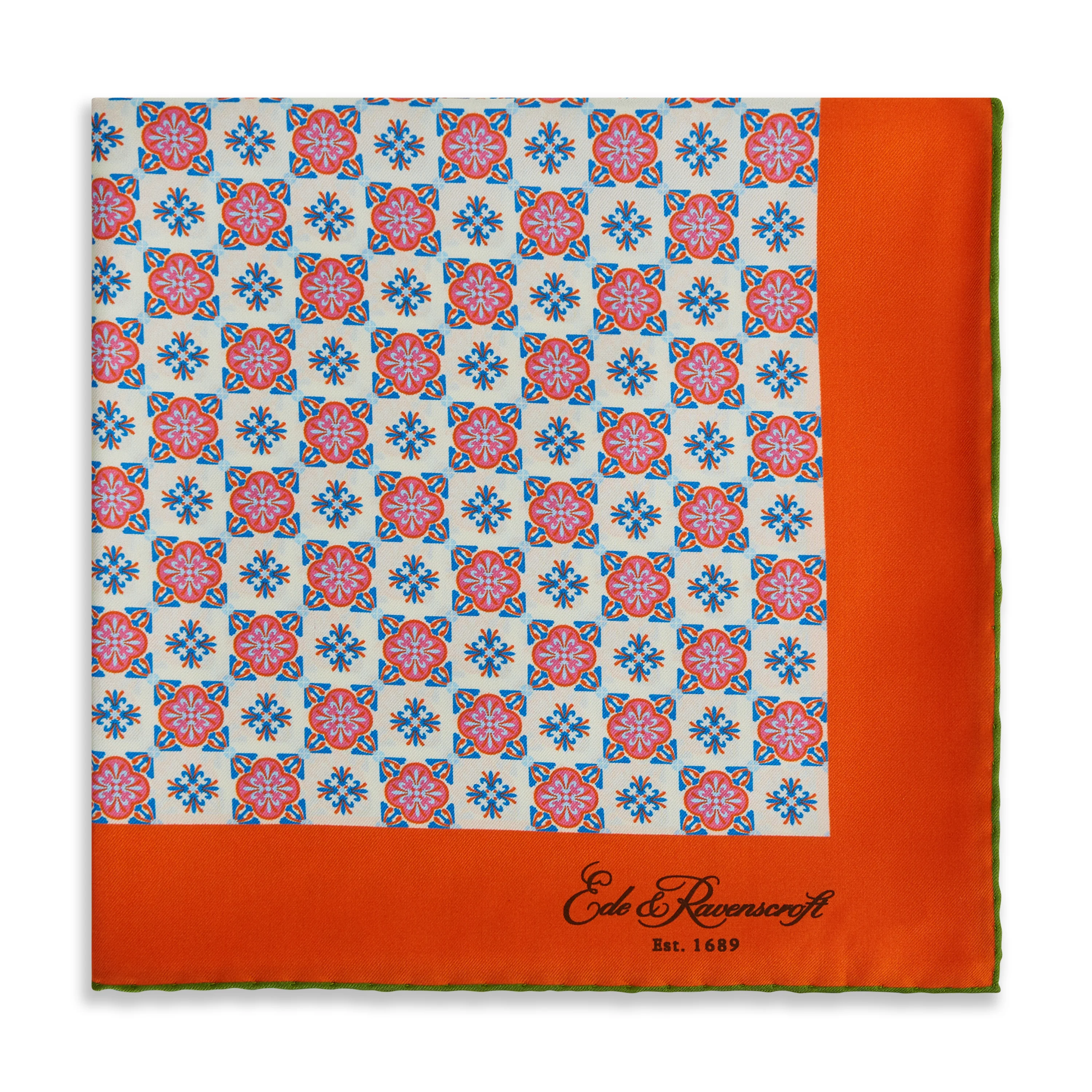 Ecru Pink Tile Silk Square Scarf