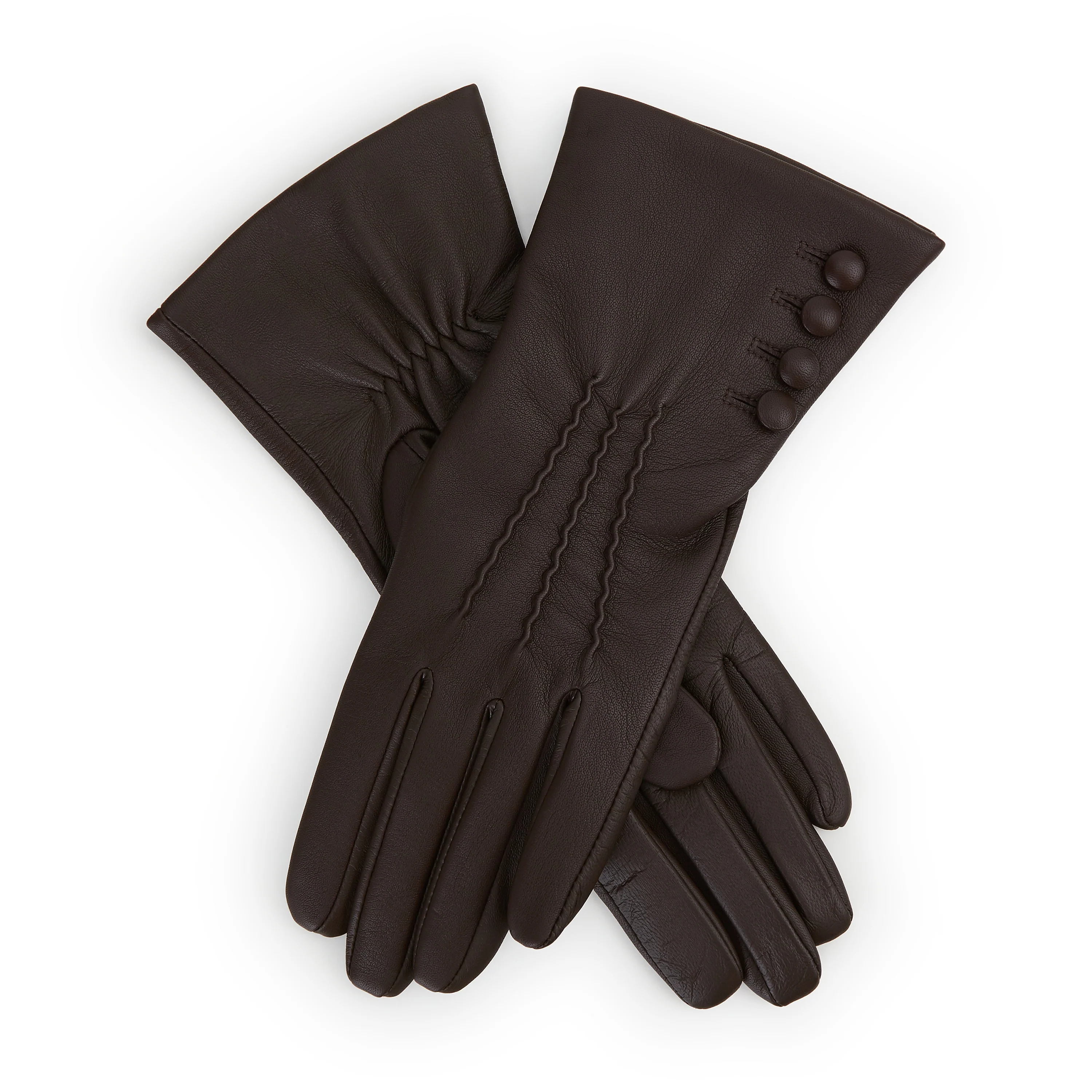 Evangeline Brown Cashmere Lined Leather Gloves