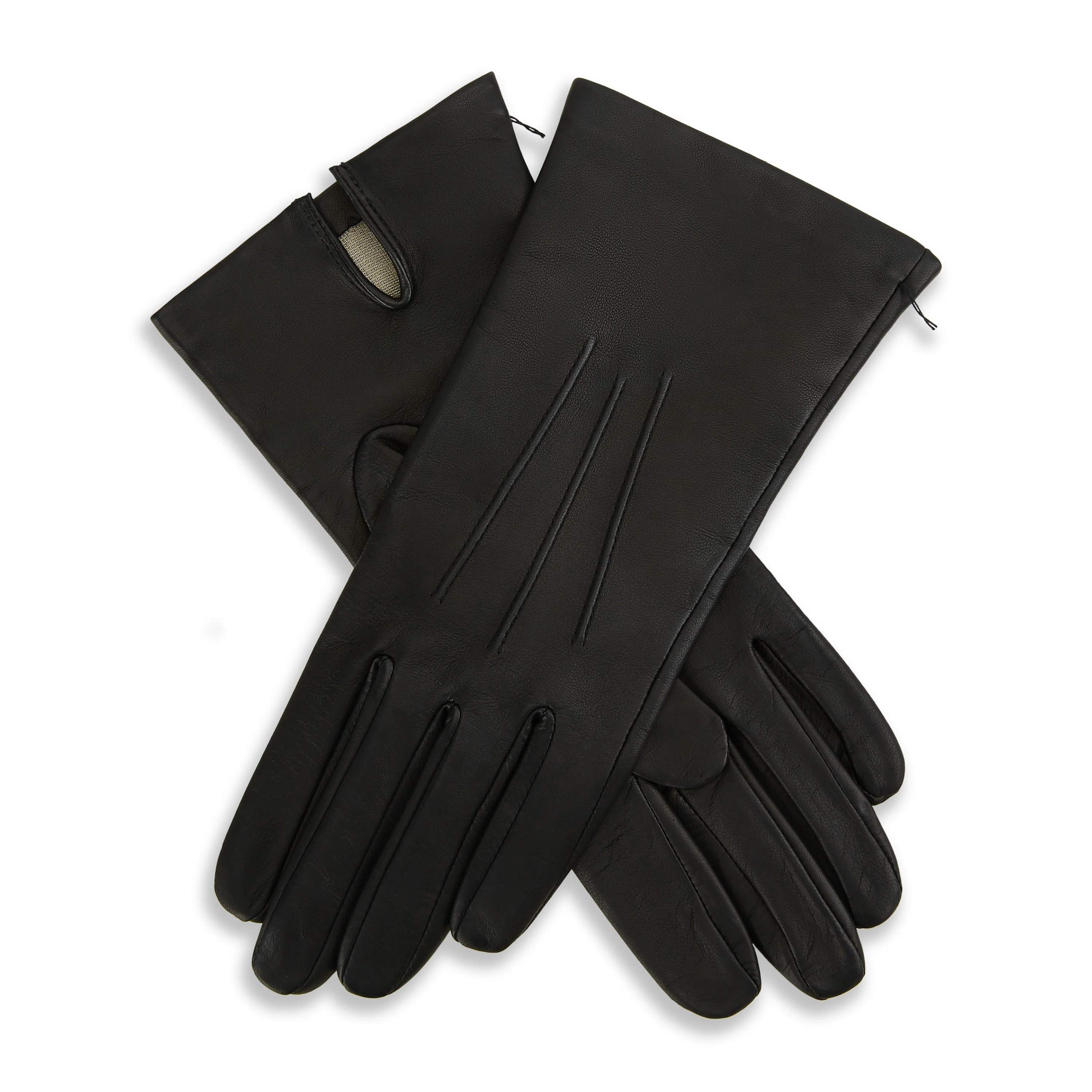 Felicity Black Silk Lined Leather Gloves
