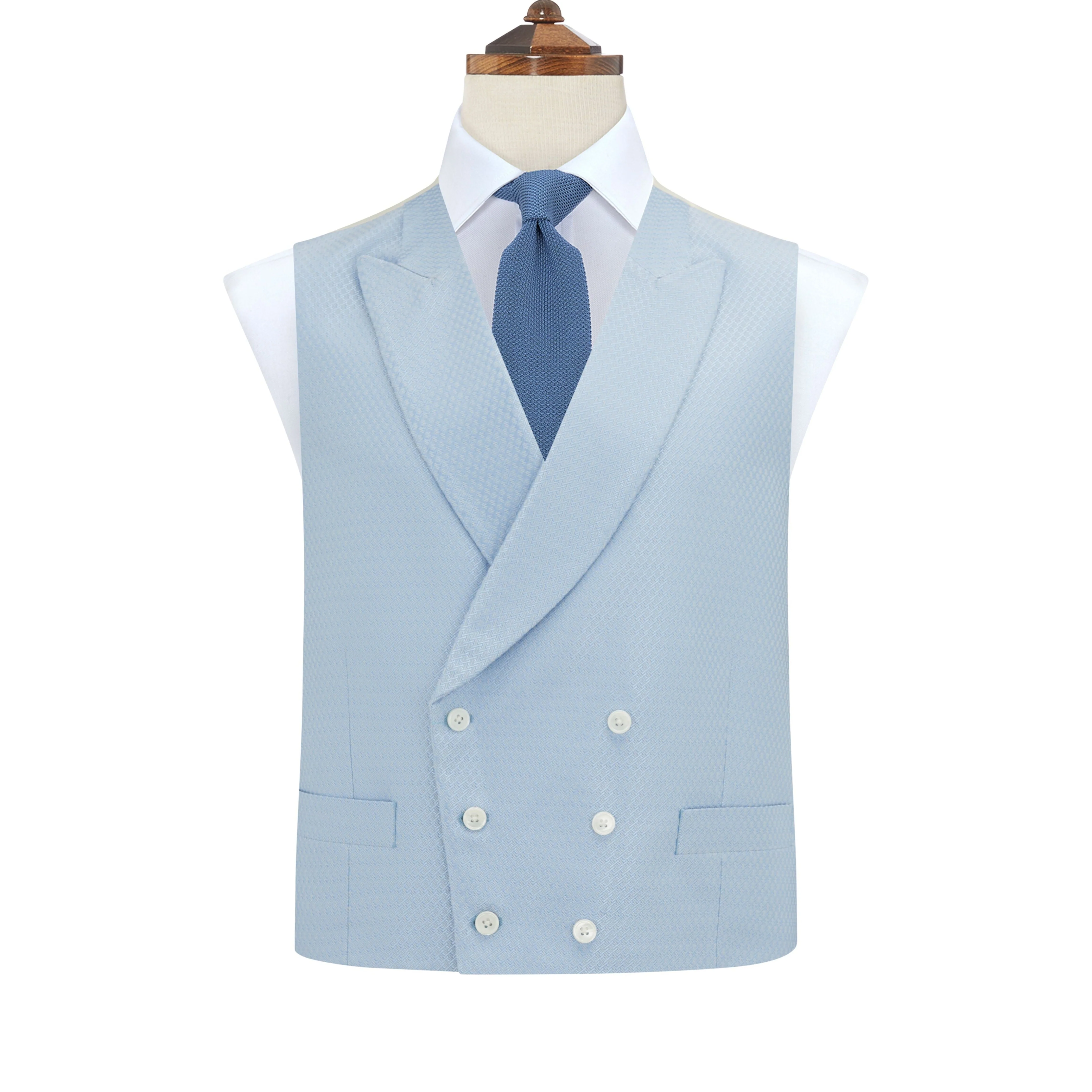 Hayward Pale Blue Geometric Wool Silk Waistcoat