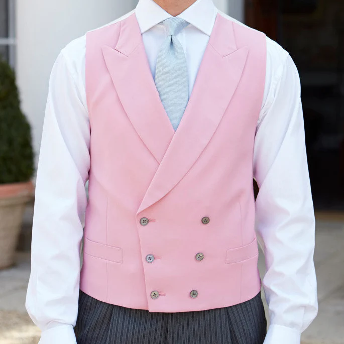 Hayward Blush Pink Royal Gabardine Wool Waistcoat - Image 2