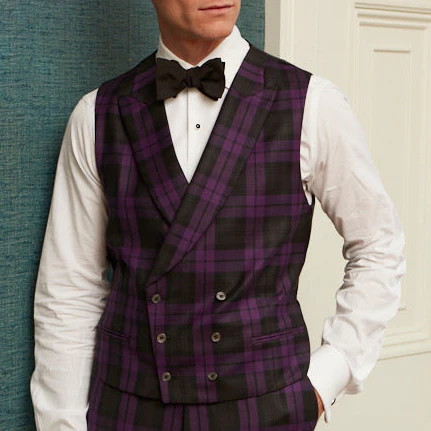 Hayward Purple Black Check Evening Waistcoat - Image 2