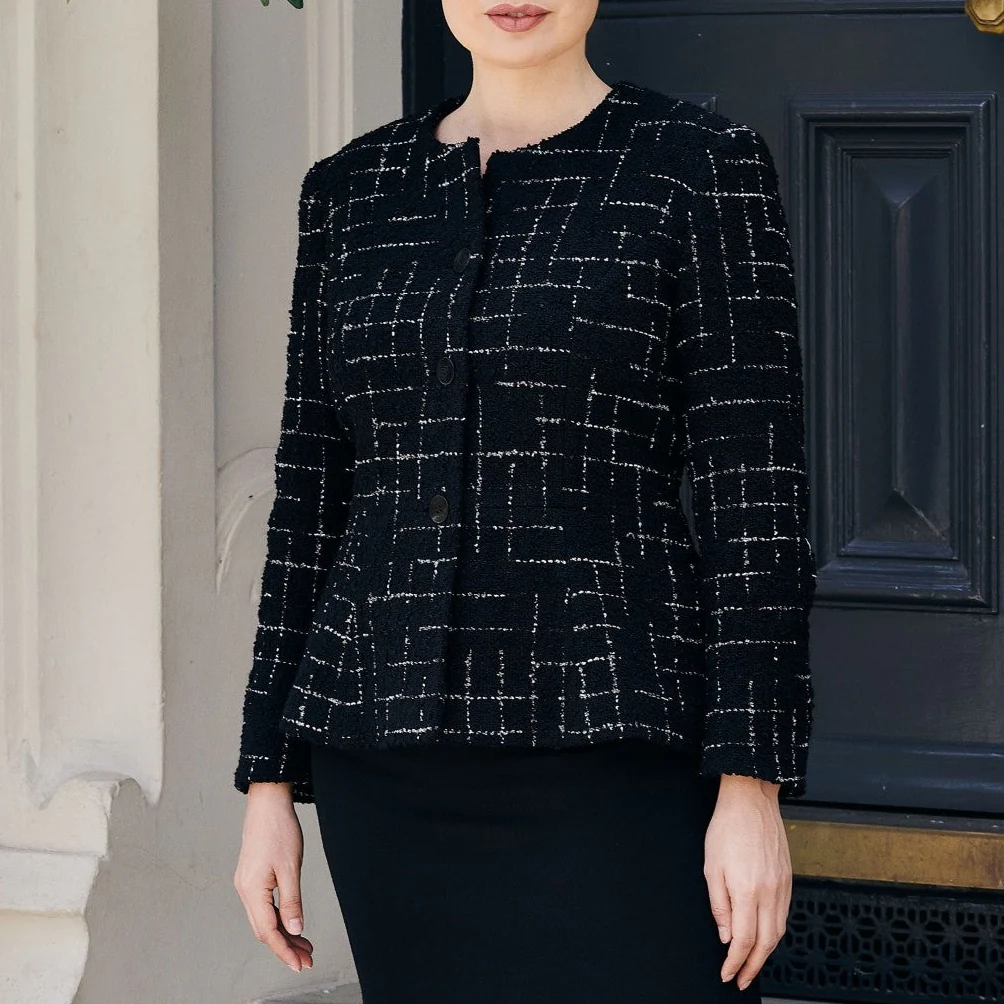 Hazel Tailored Glitter Check Wool Jacket - Image 2
