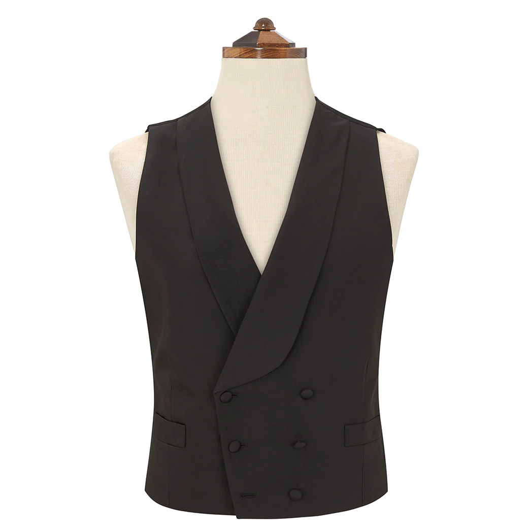 Hudson Black Grosgrain Silk and Cotton Waistcoat - Image 3
