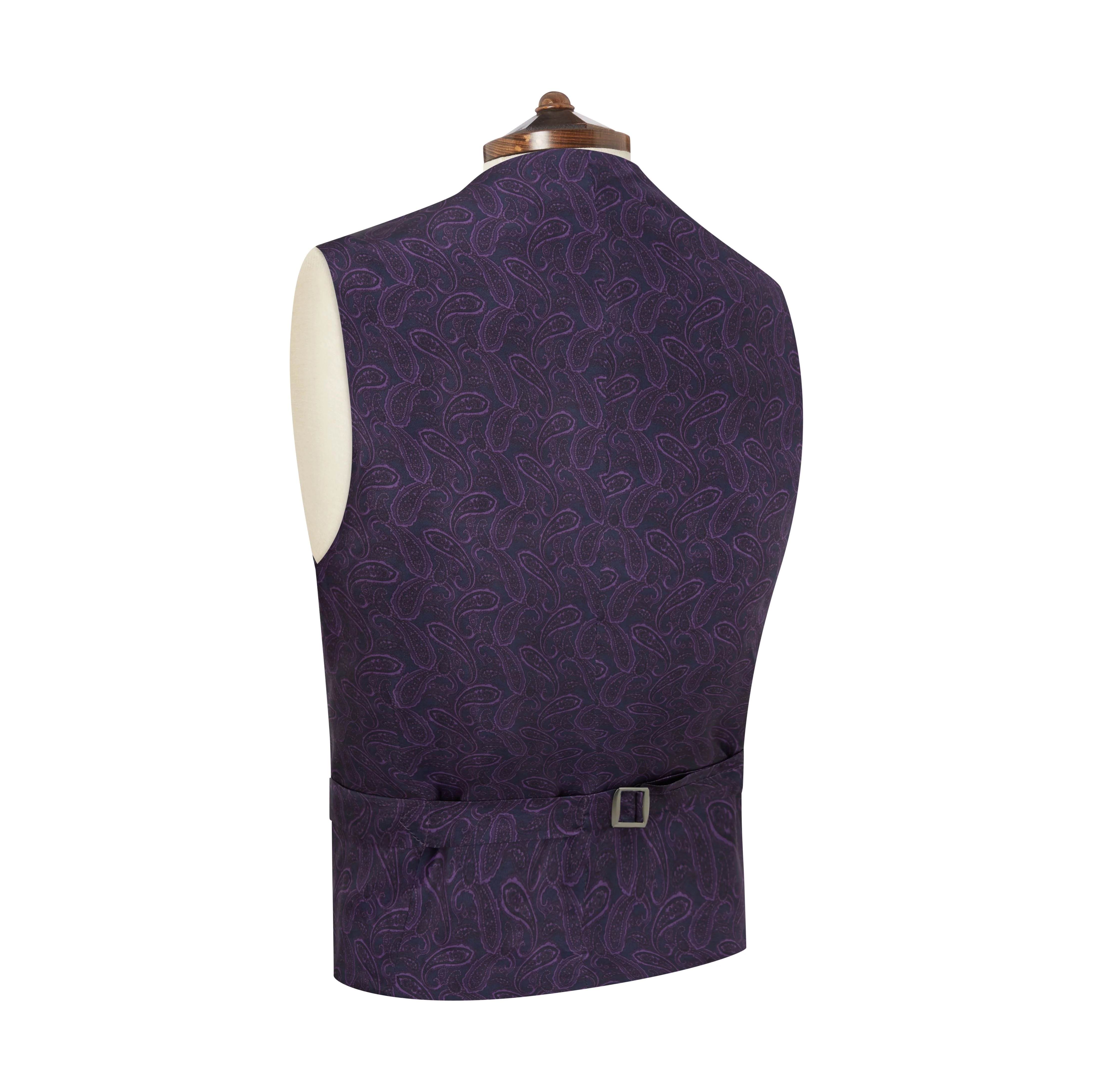 Hudson Purple Silk Cotton Grosgrain Waistcoat - Image 3