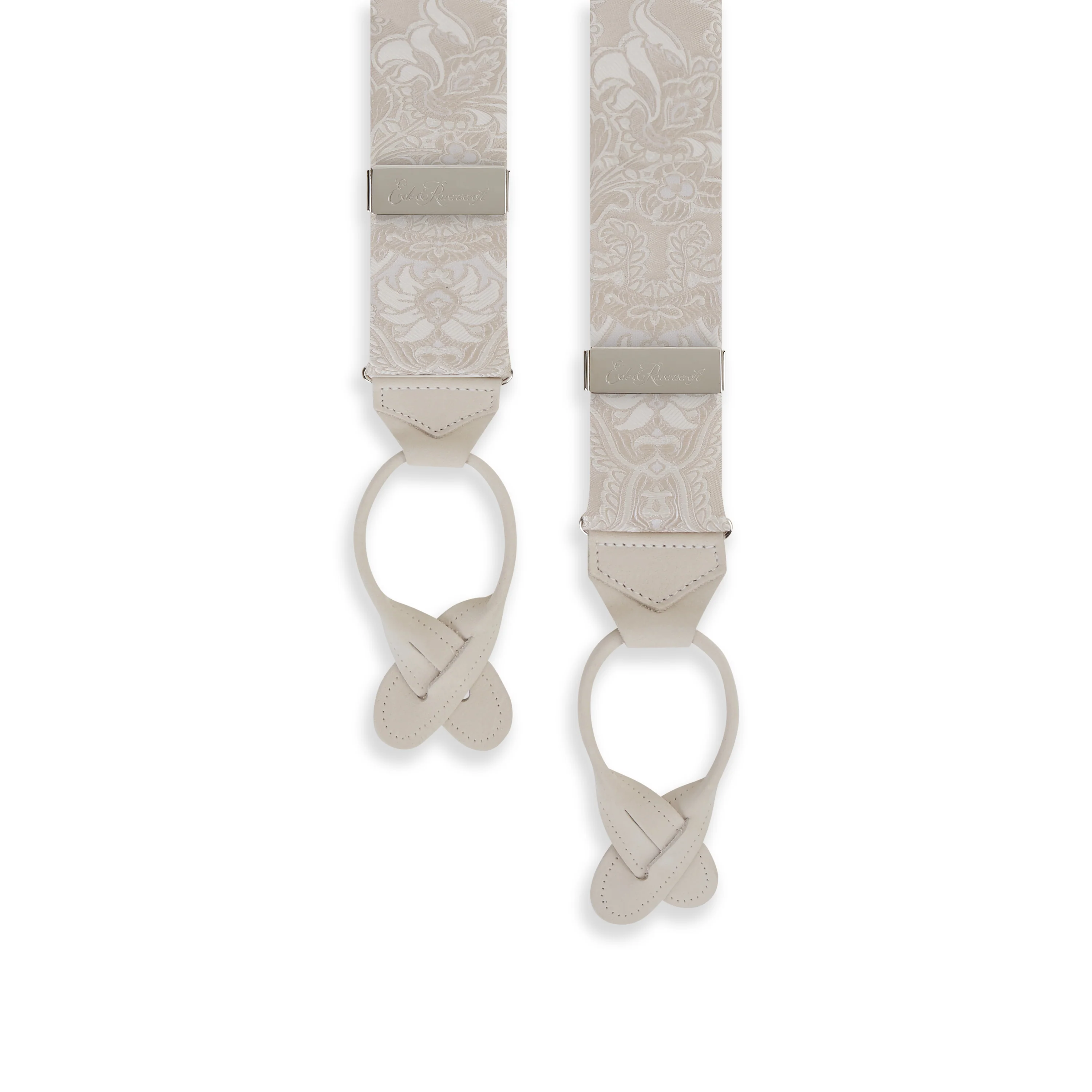 Ivory Jacquard Woven Silk Braces