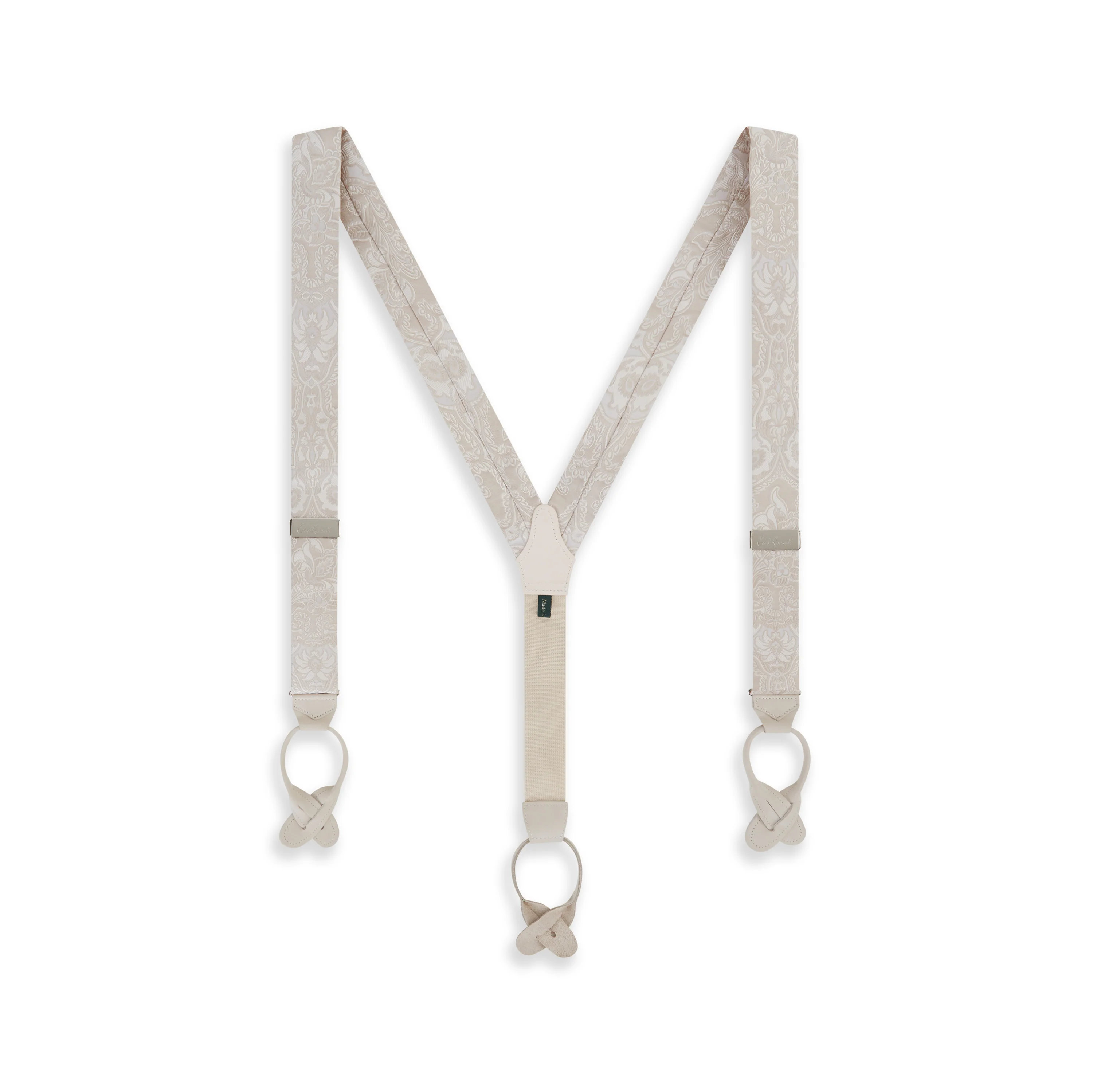 Ivory Jacquard Woven Silk Braces - Image 2