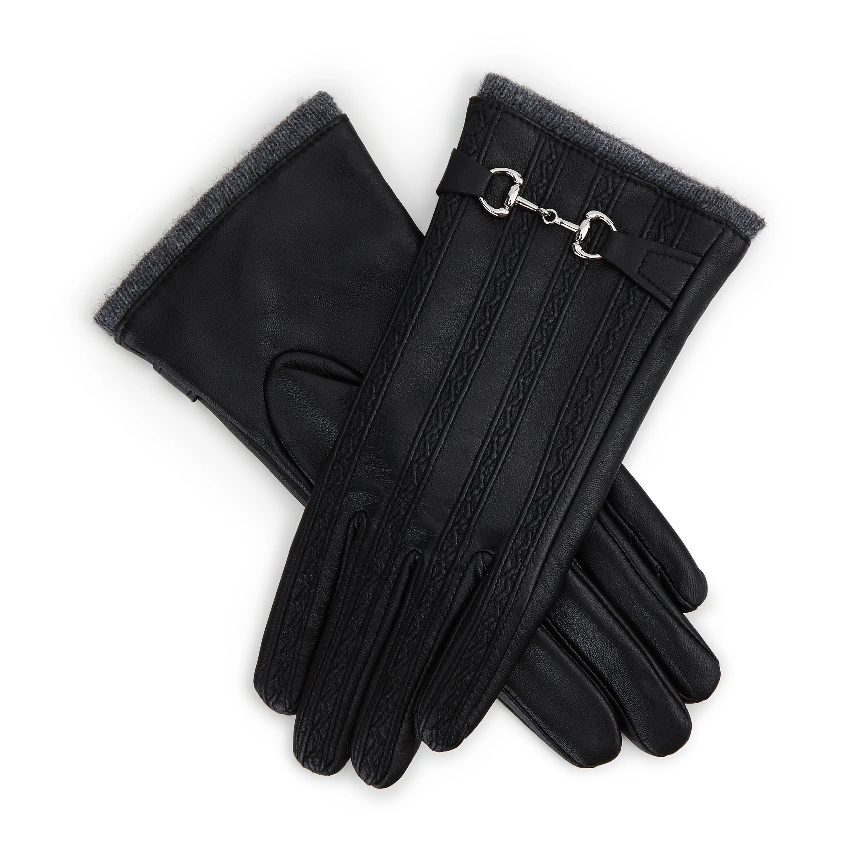 Keira Black Leather Wool Lined Leather Gloves