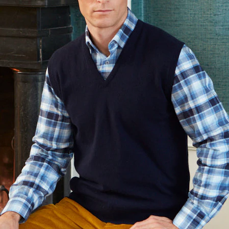 Kirton Navy Knitted Cashmere Vest - Image 2