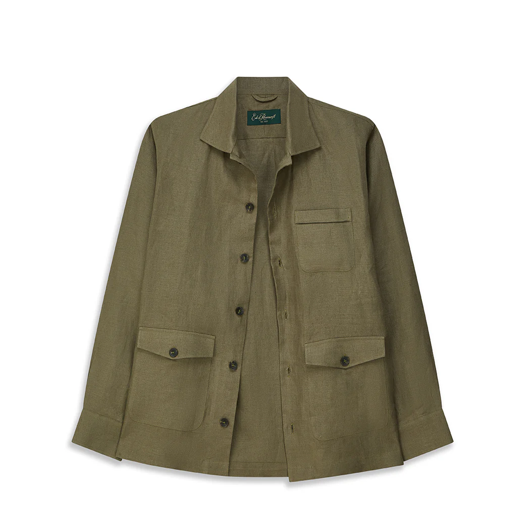 Lynton Khaki Linen Overshirt - Image 3