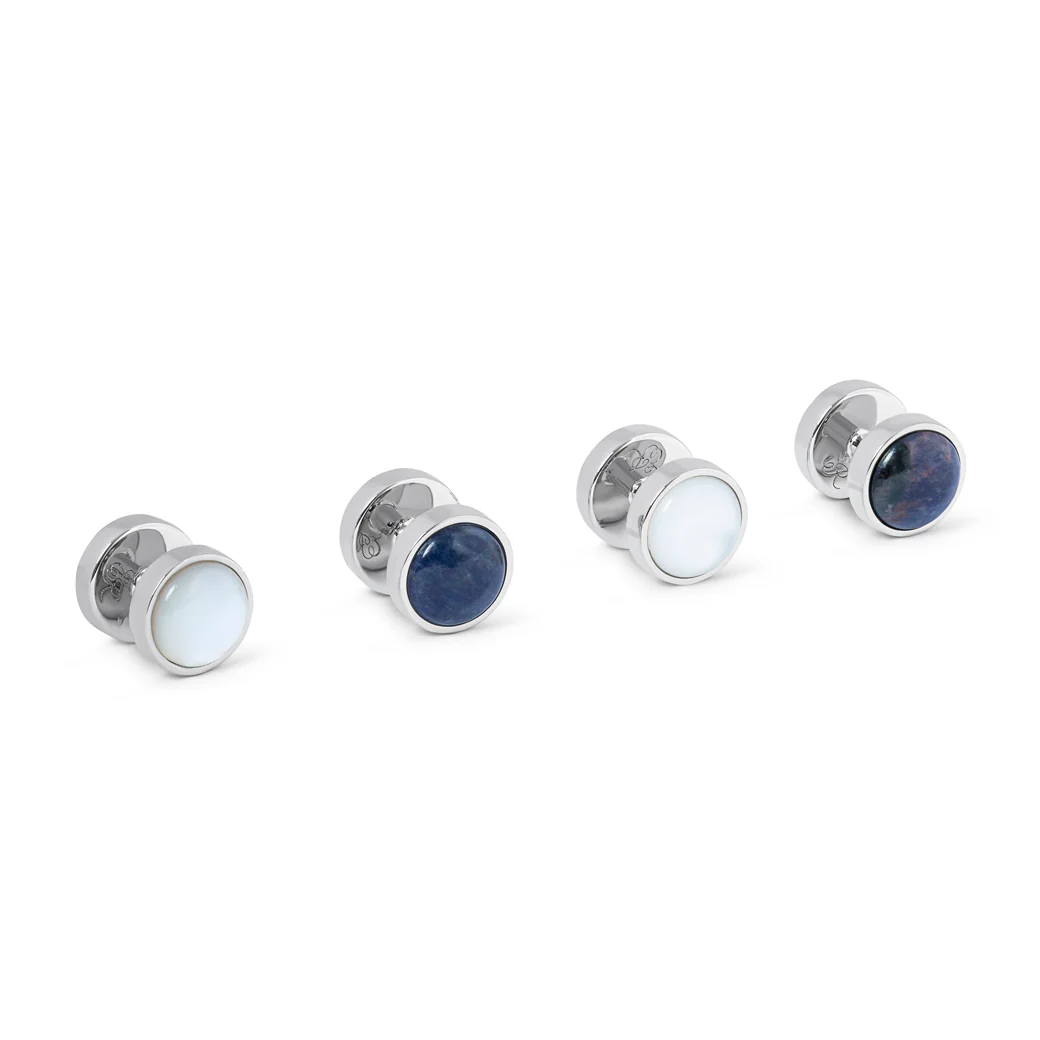 Mother of Pearl and Blue Sodalite Reversible Shirt Stud Set