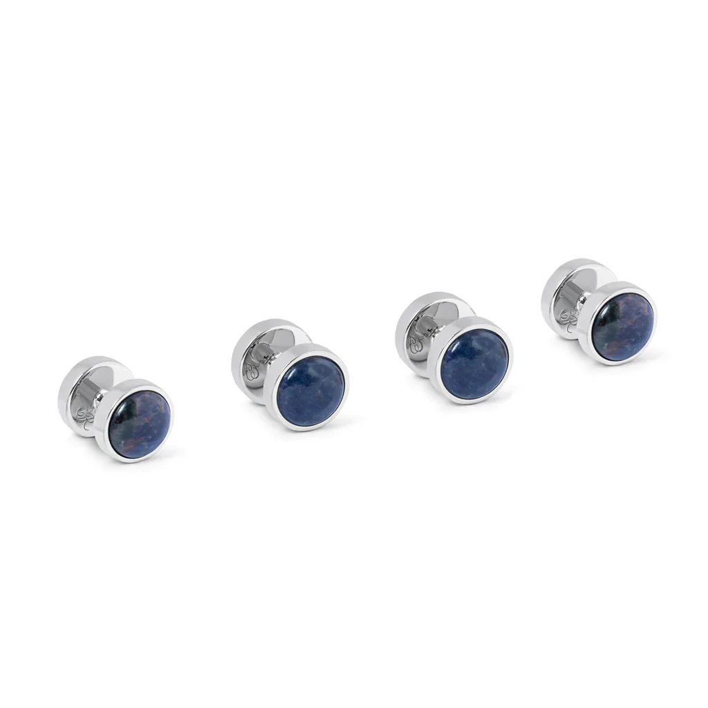 Mother of Pearl and Blue Sodalite Reversible Shirt Stud Set - Image 2