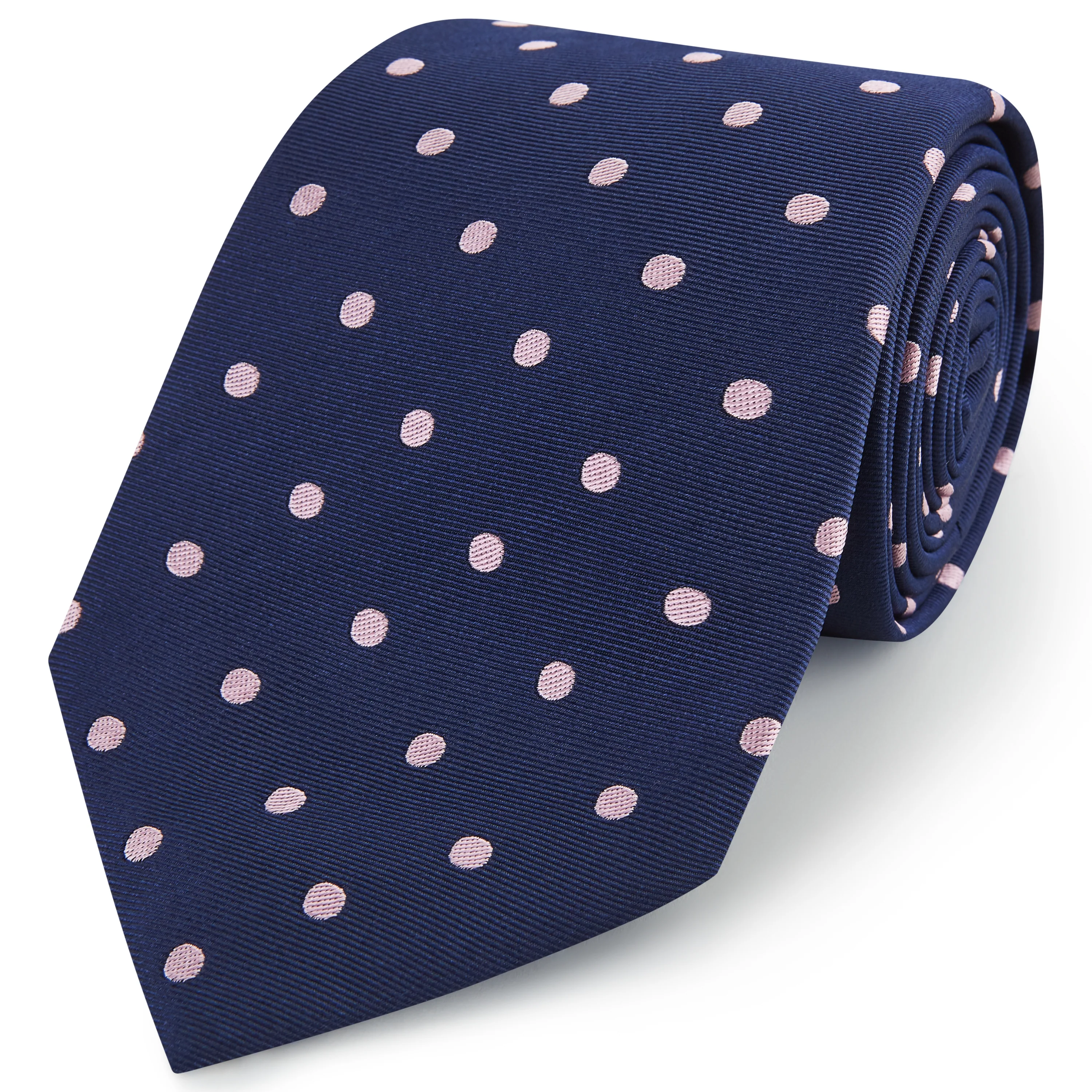 Navy Pink Churchill Spot Woven Silk Tie