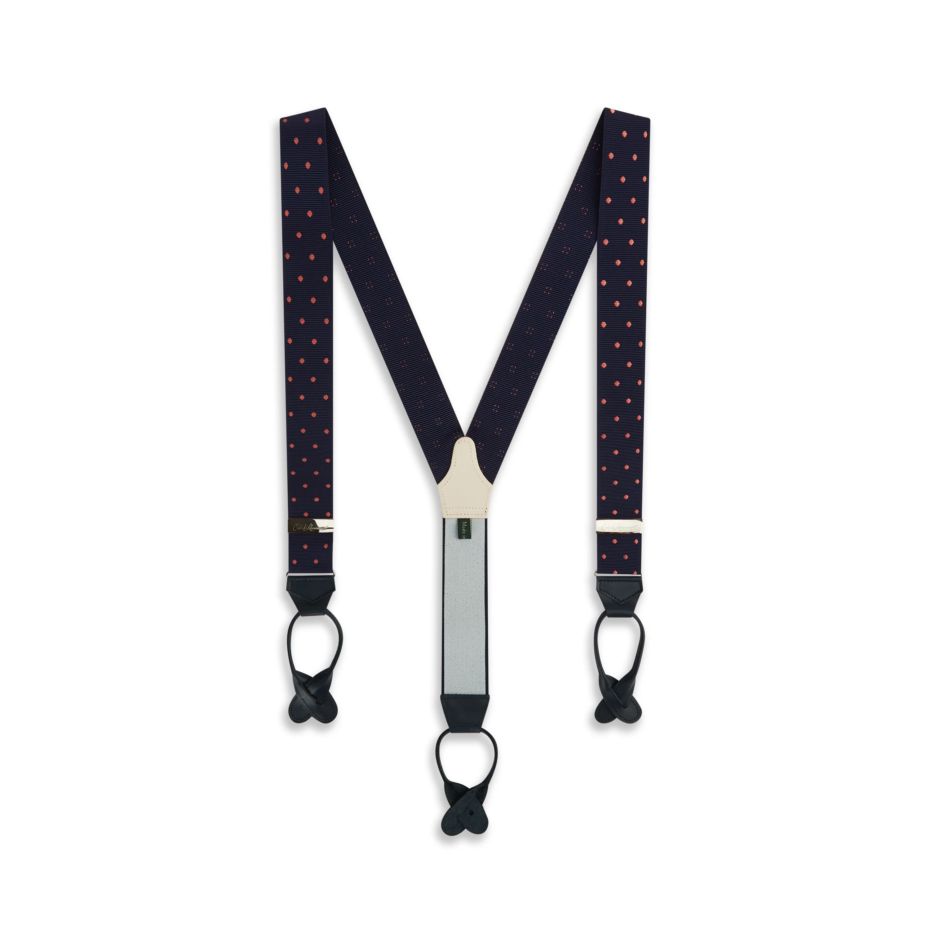 Navy  Pink Webbed Spot Braces - Image 2