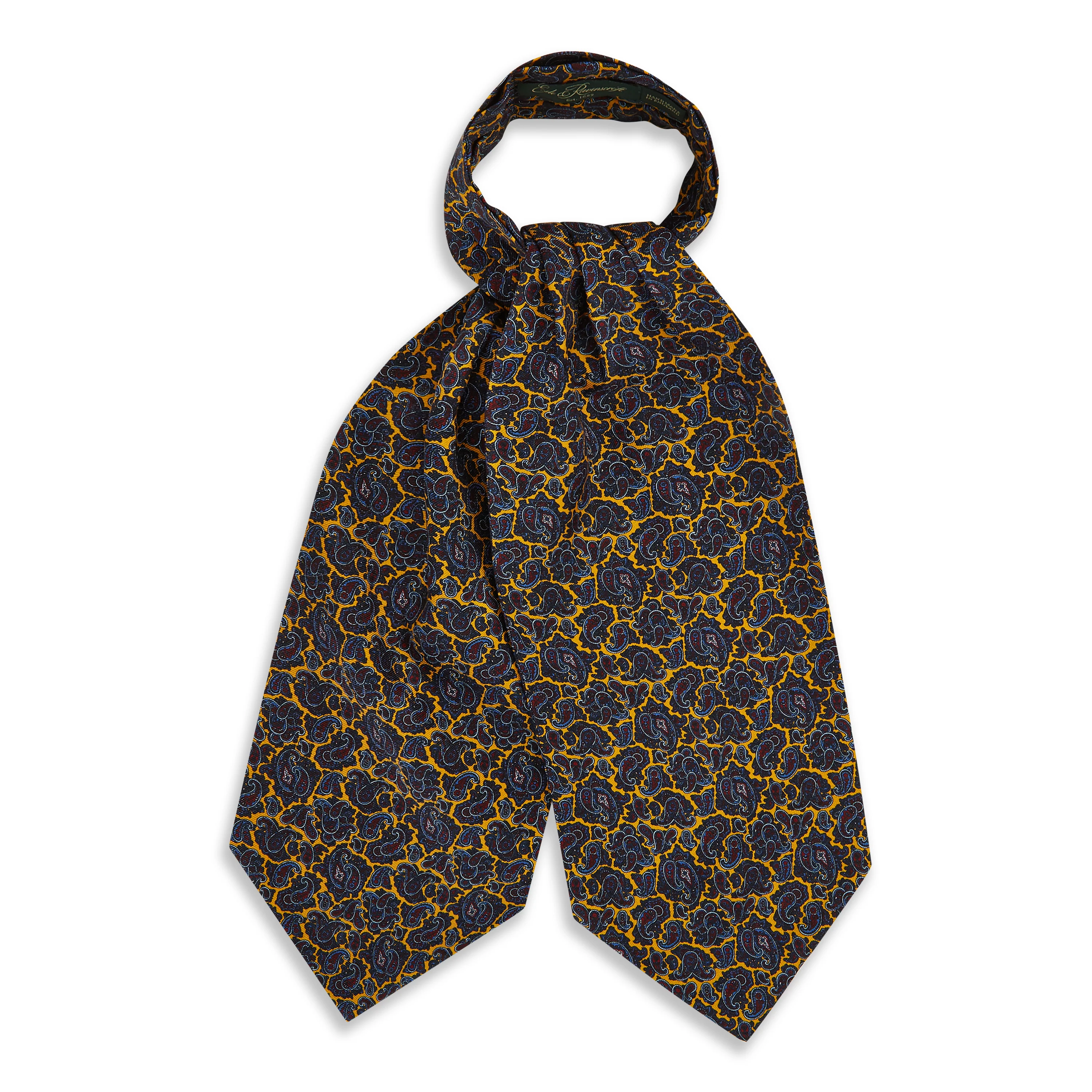 Ochre Blue Paisley Madder Silk Cravat