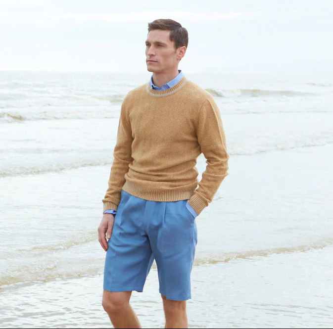 Kelby Ochre Chevron Cashmere Crew Neck Jumper - Image 2
