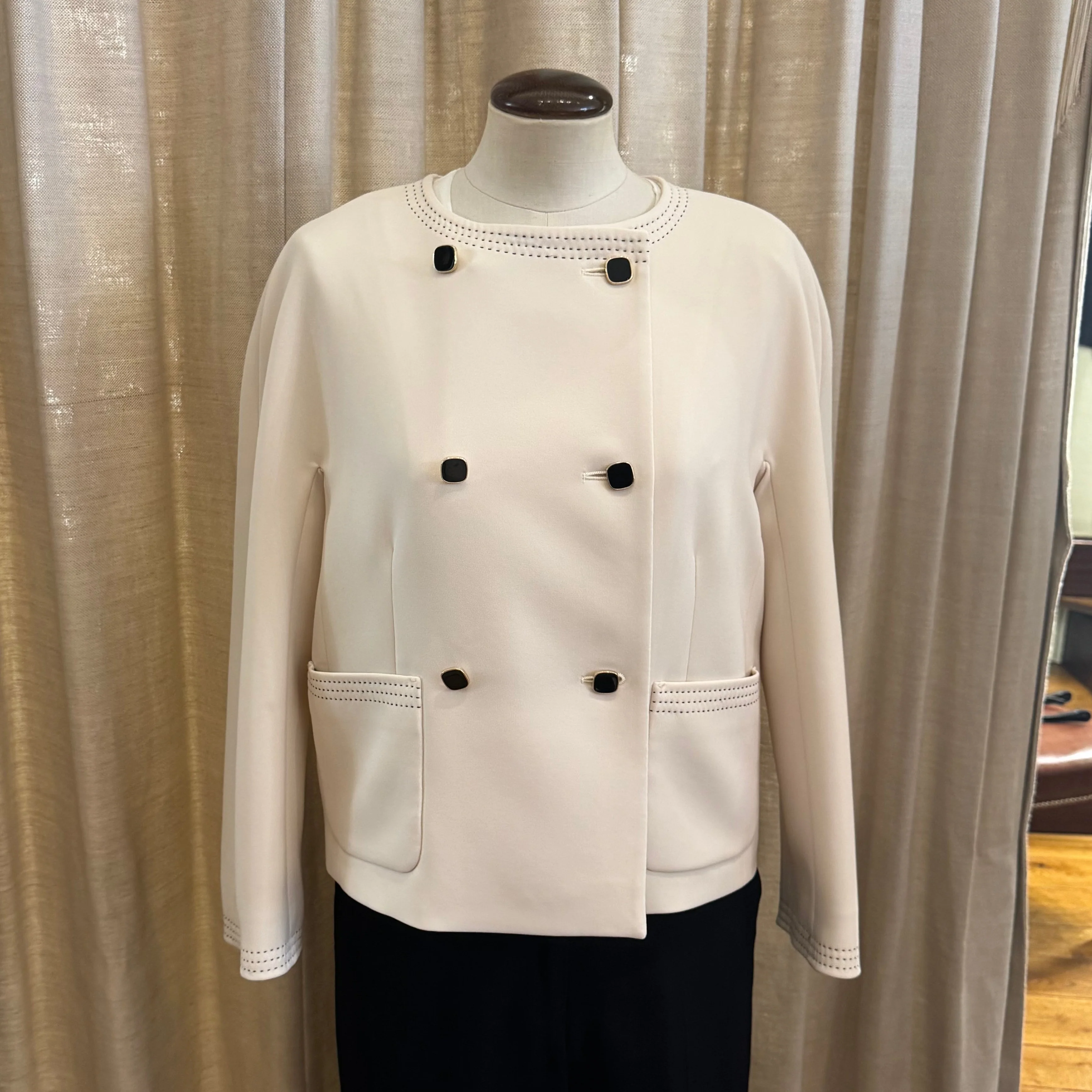 Ombrosa Beige Tailored Cady Double Breasted Jacket - Image 2