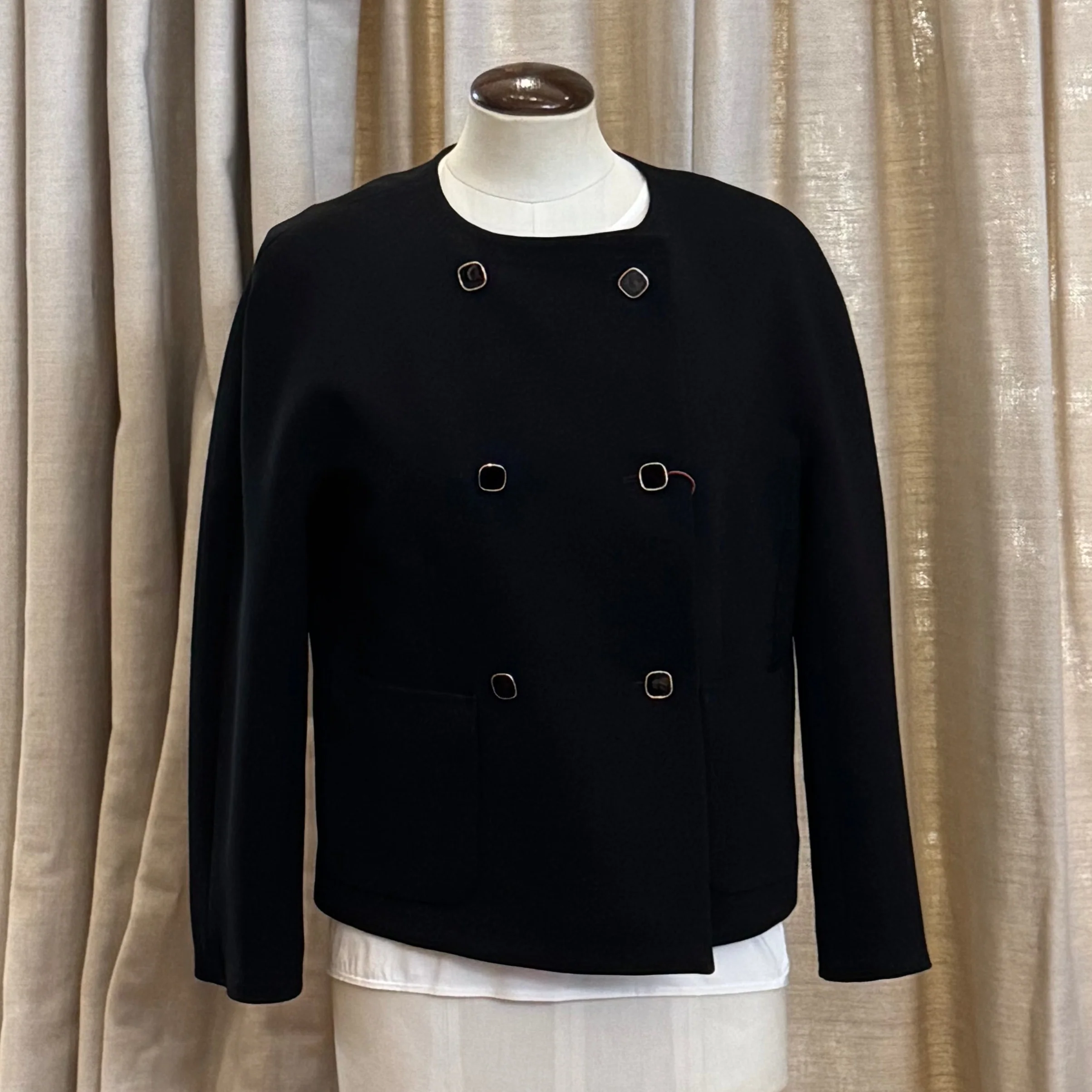 Ombrosa Black Tailored Cady Double Breasted Jacket - Image 2