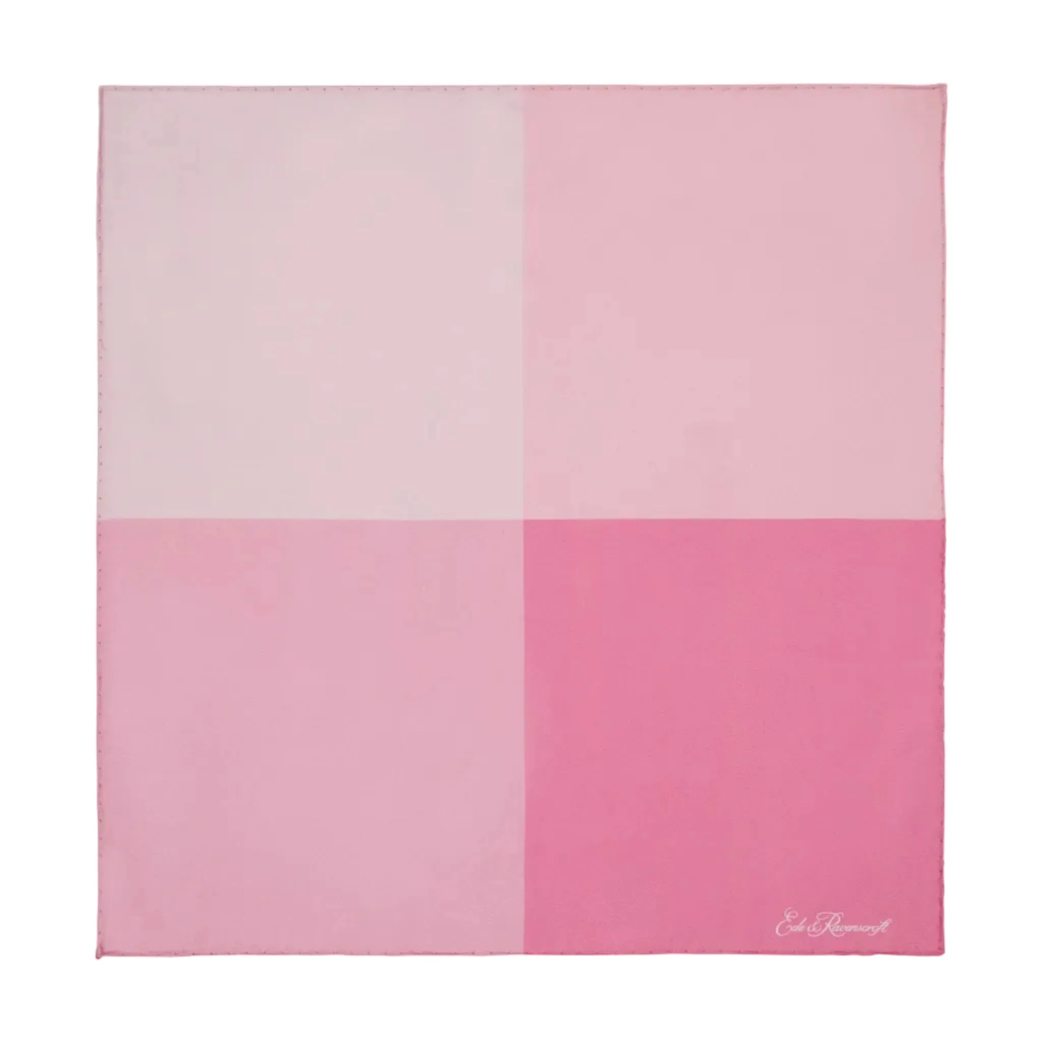 Pink Silk Four Colour Block Pocket Square