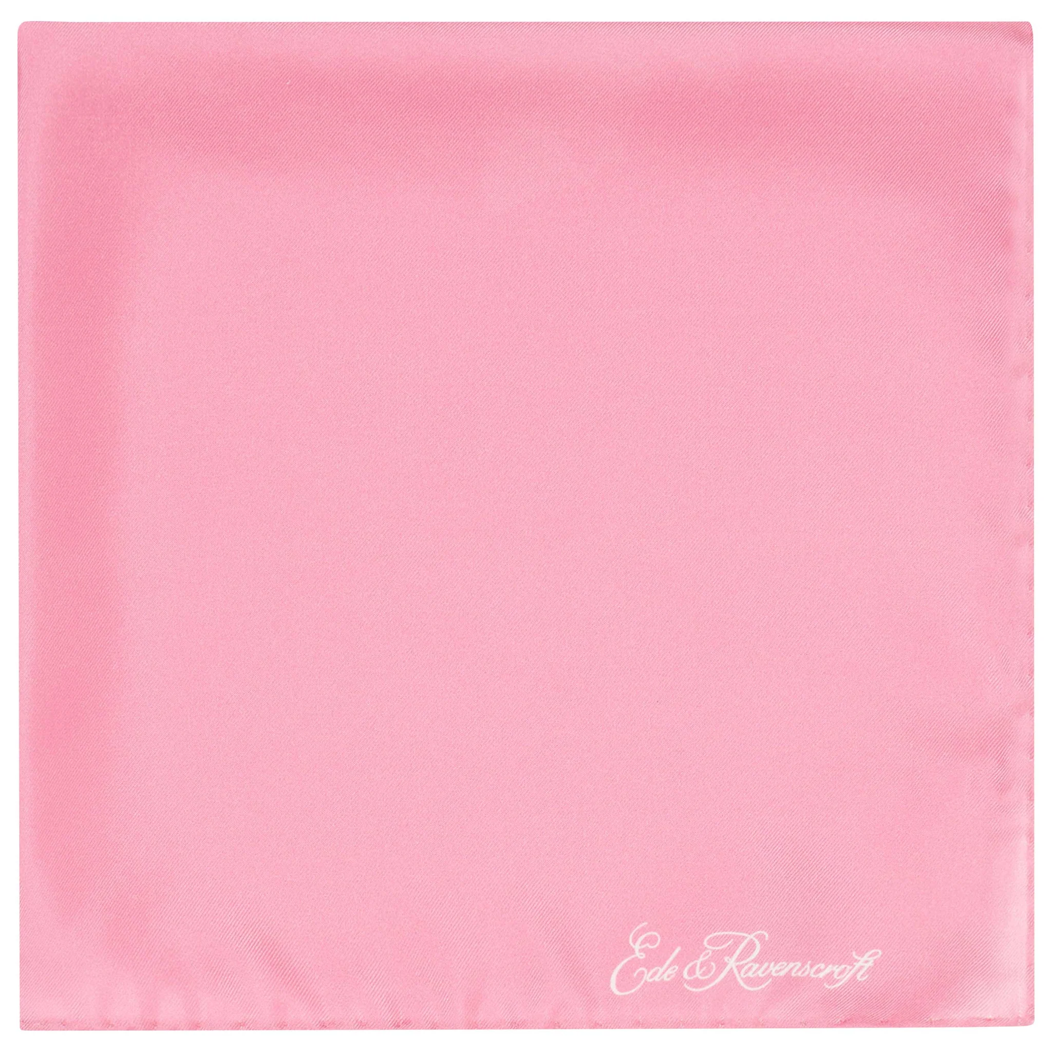 Pink Silk Four Colour Block Pocket Square - Image 2