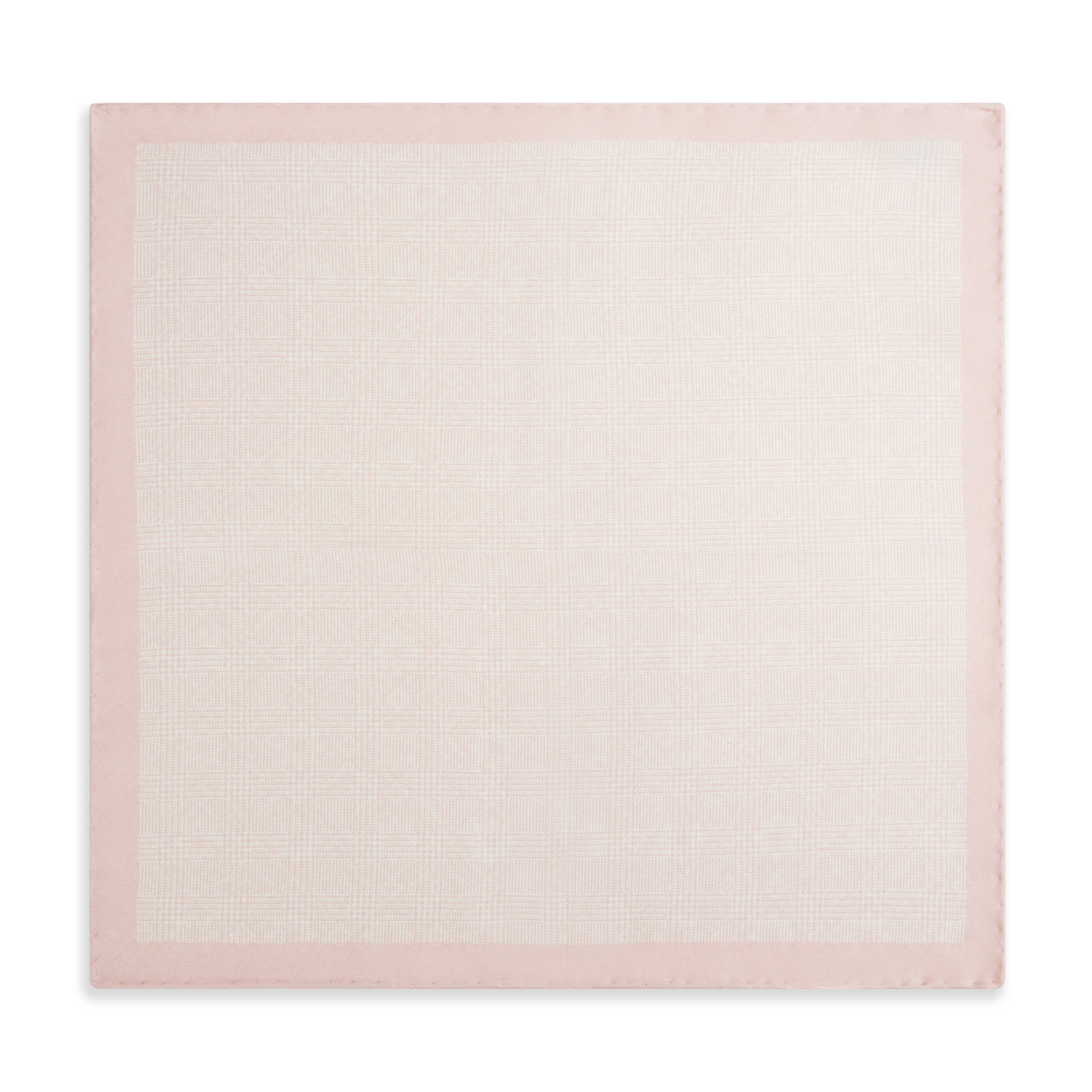Pink Prince of Wales Geometric Double Faced Silk Pocket Square - Image 2