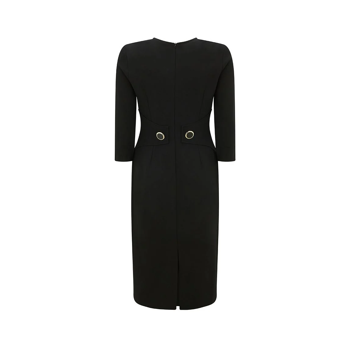 Sadie Black Jersey Button Waist Pencil Dress - Image 3