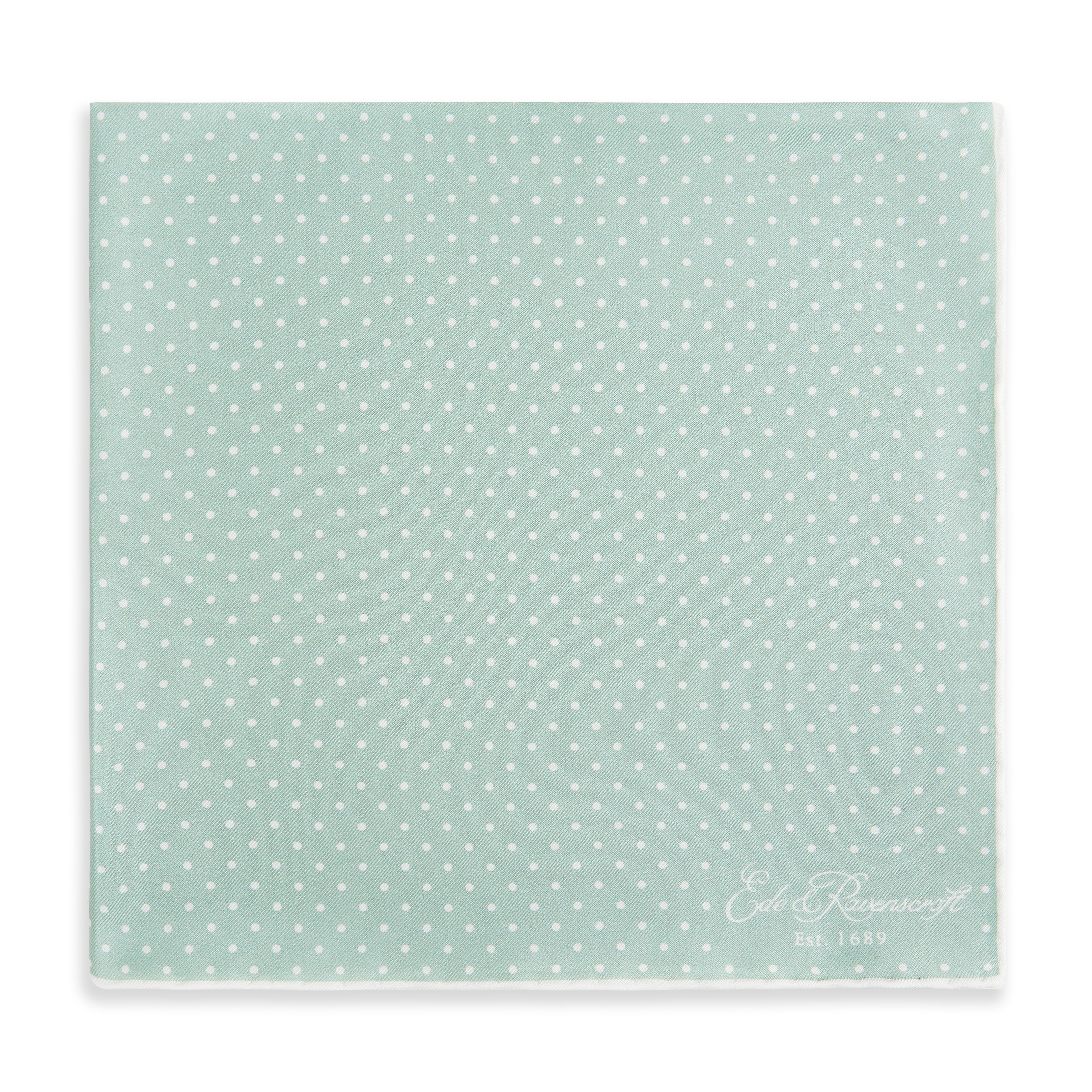 Sage Green Micro Spot Printed Silk Pocket Square