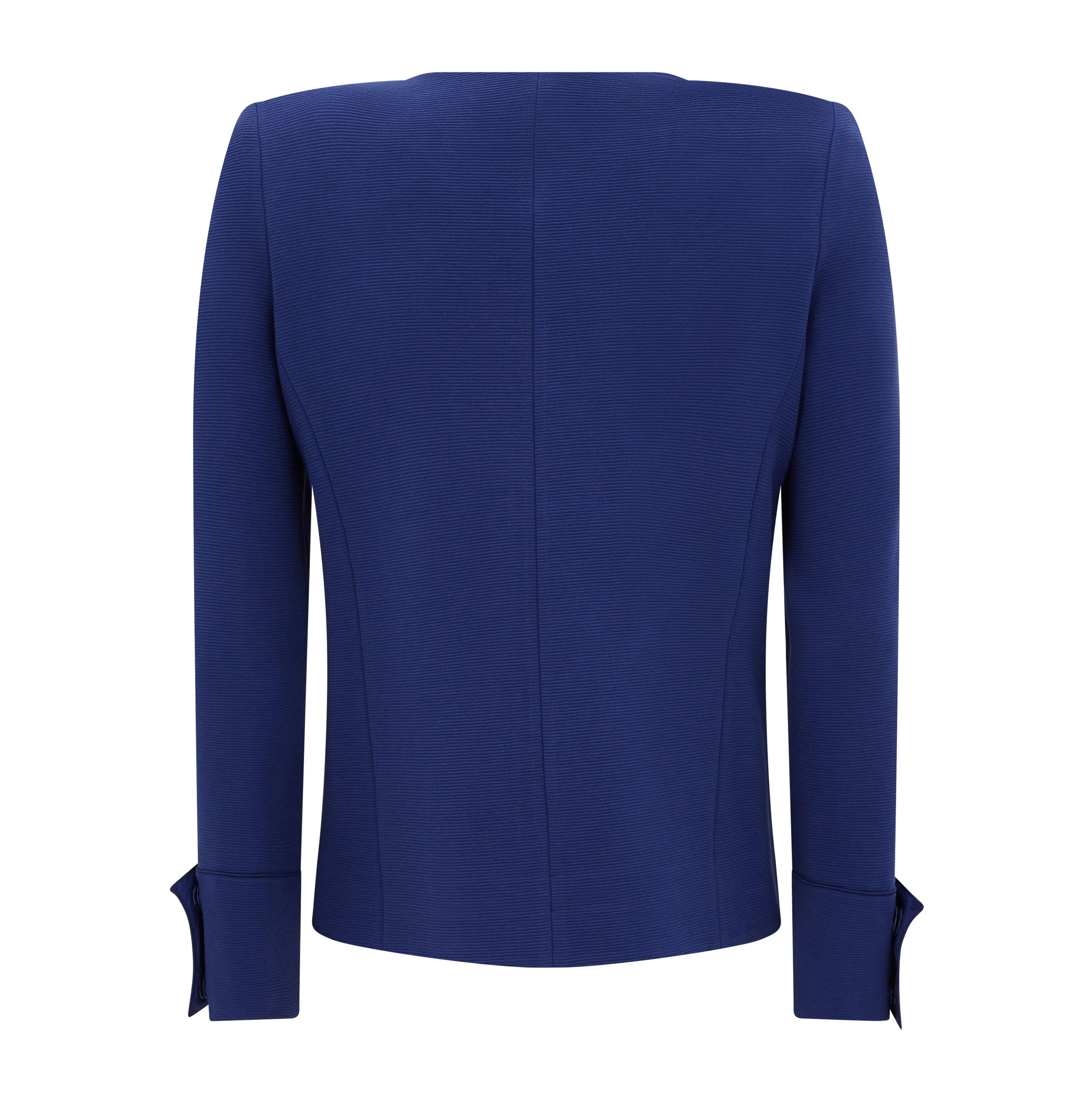Tailored Blue Cotton Ottoman Jersey Jacket - Image 2