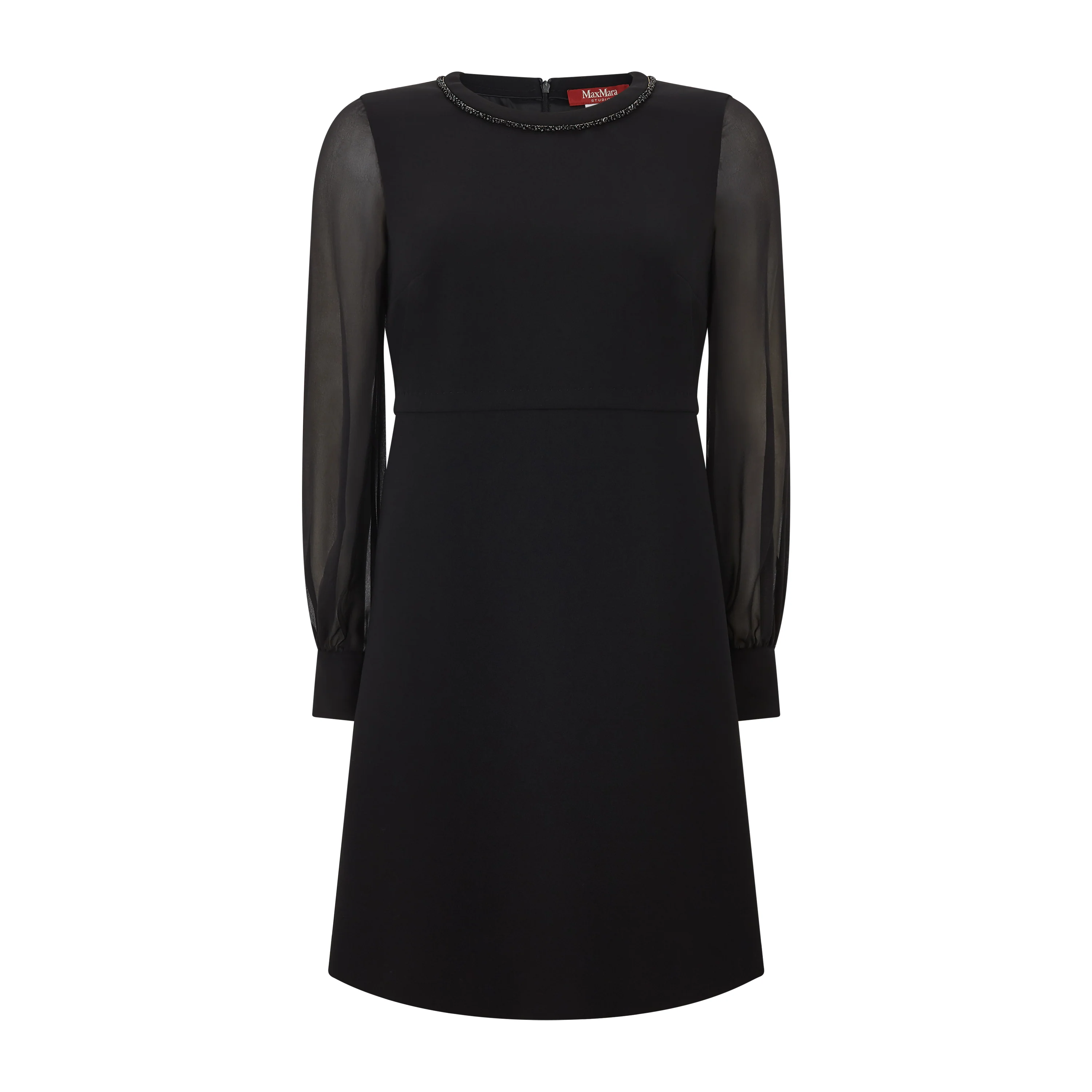 Volto Black Tailored Cady Silk Sleeve Dress