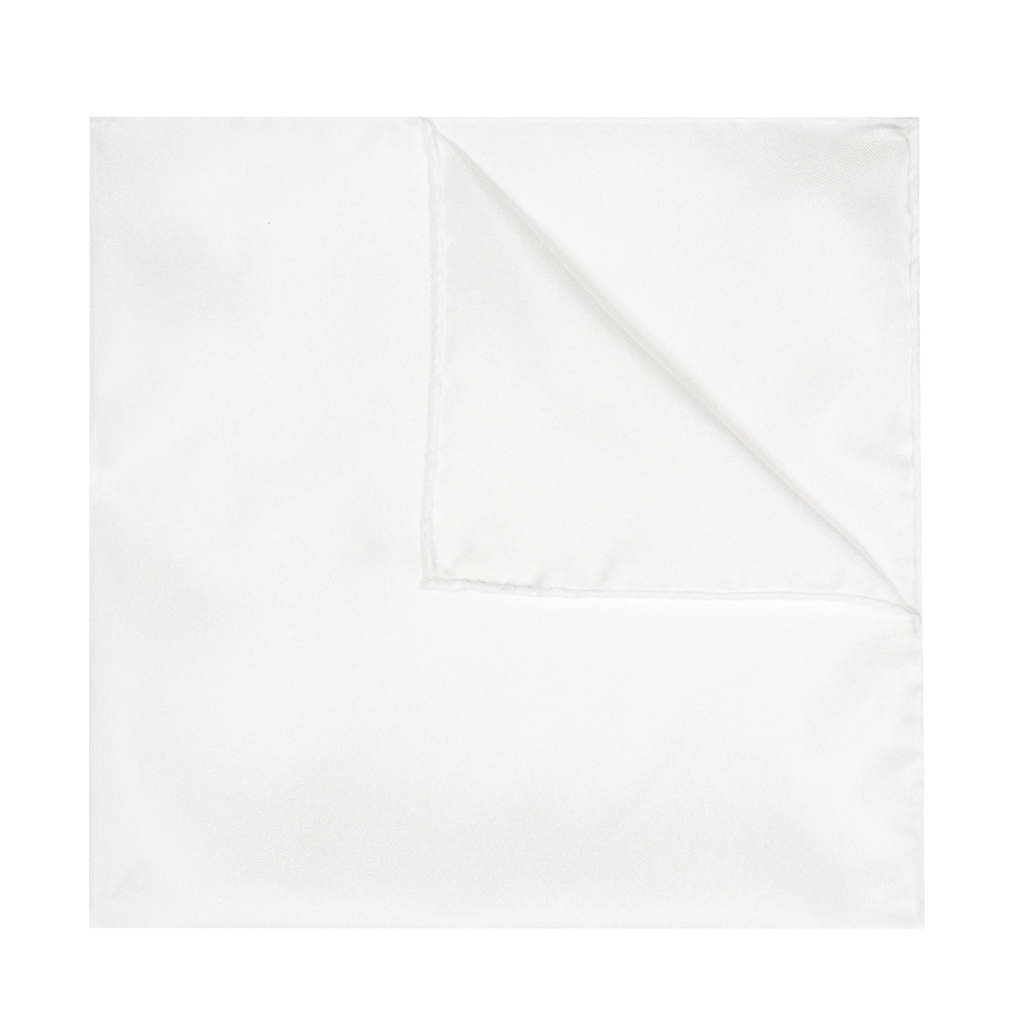 White Silk Fine Twill Pocket Square - Image 2