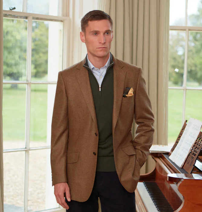 William Biscuit Tweed Wool and Silk Jacket - Image 2