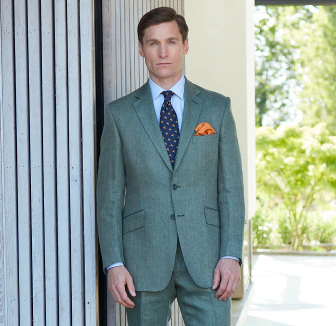William Green Herringbone Linen Jacket - Image 2