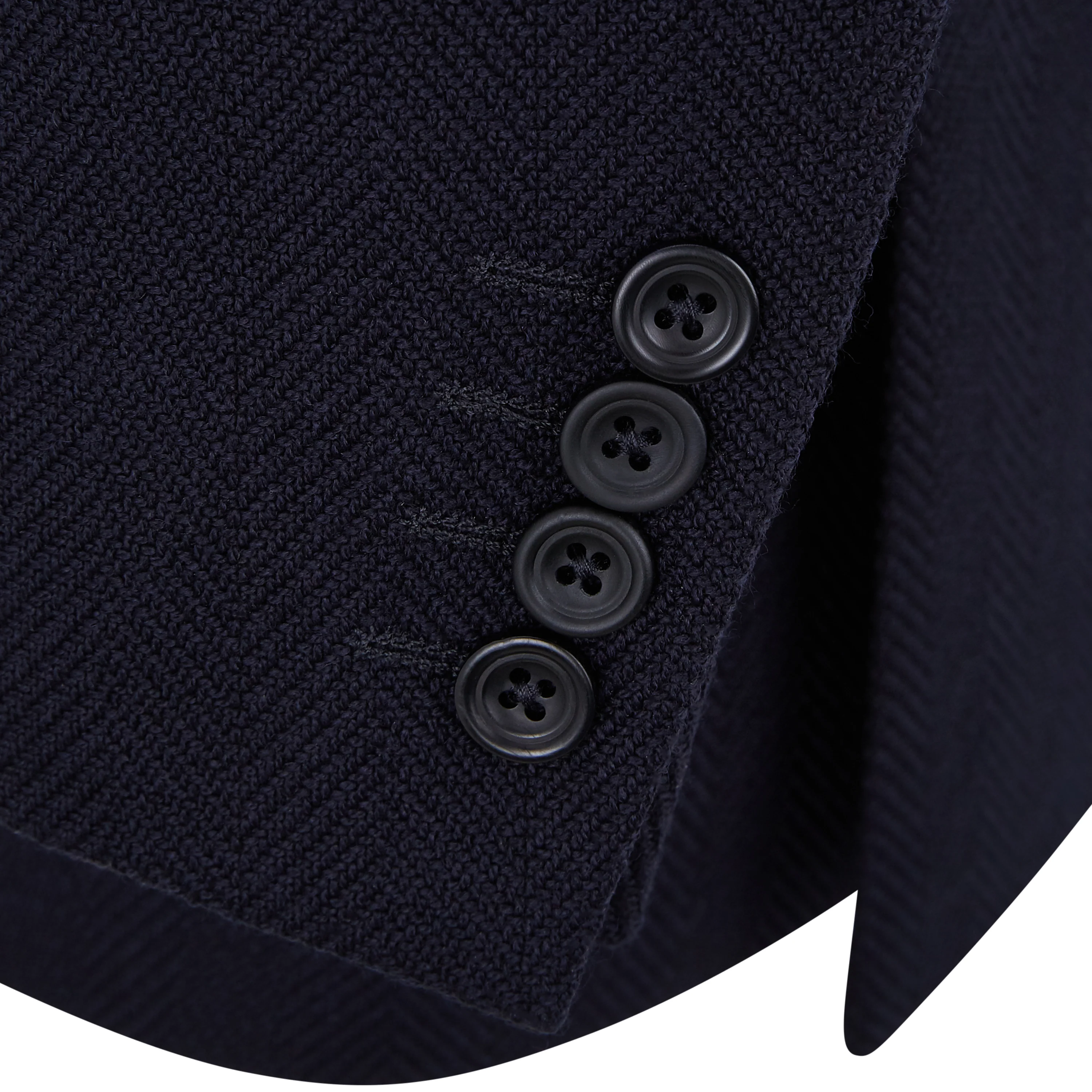 William Navy Wool and Cotton Herringbone Jacket - Image 3