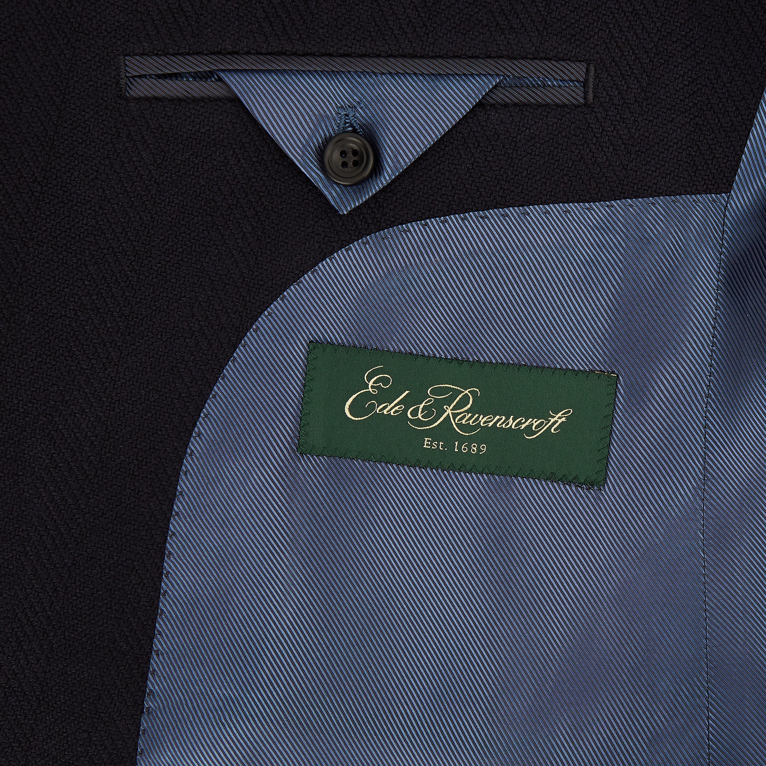 William Navy Wool and Cotton Herringbone Jacket - Image 4