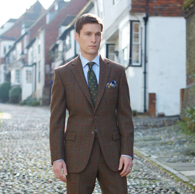 William Green Rust Windowpane Tweed Jacket - Image 2